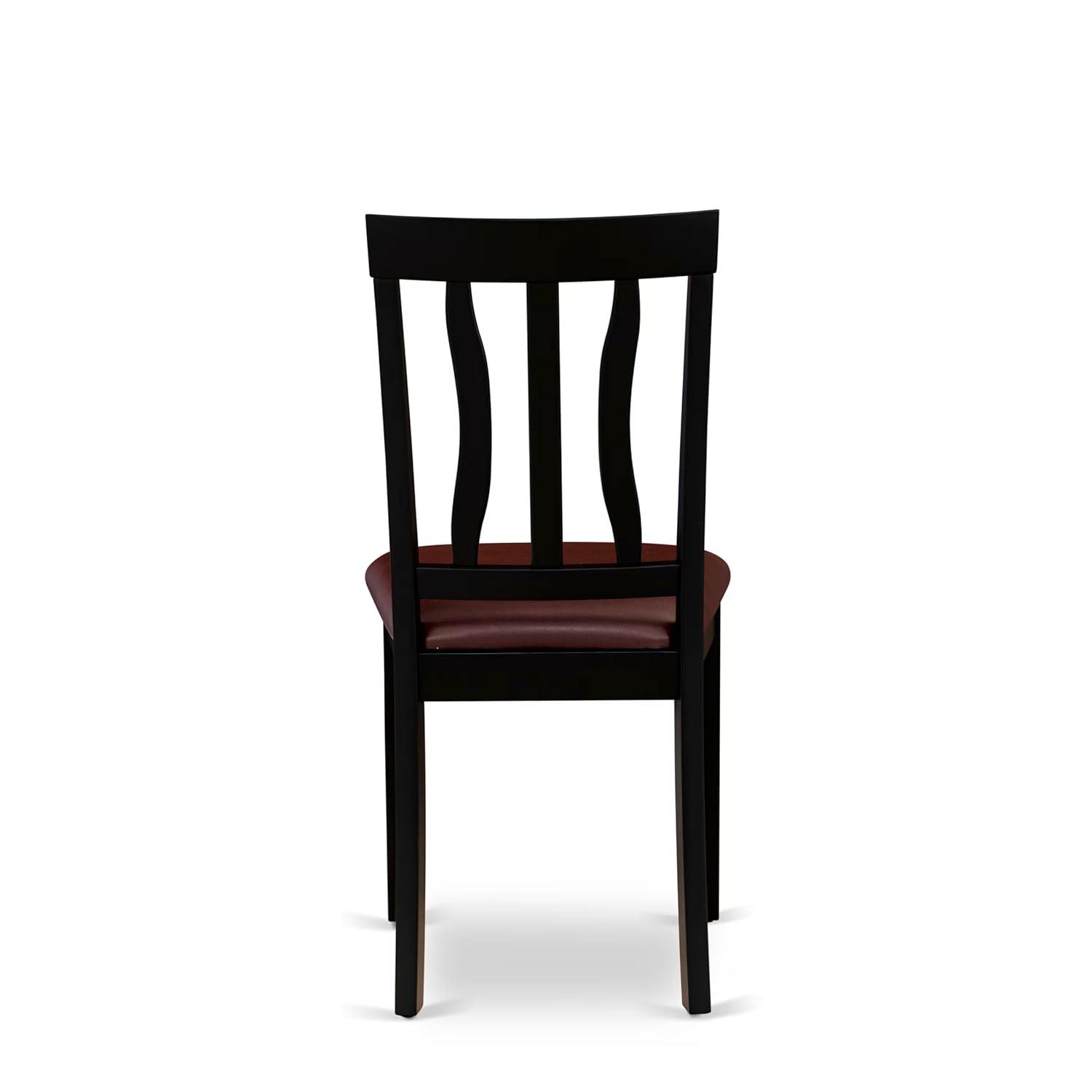 WEAN5-BCH-W East West Furniture 5 Piece Kitchen Table Set- a Dining Table and 4 Chairs, Black & Cherry(Seat Type Options) WEAN5-BCH-LC