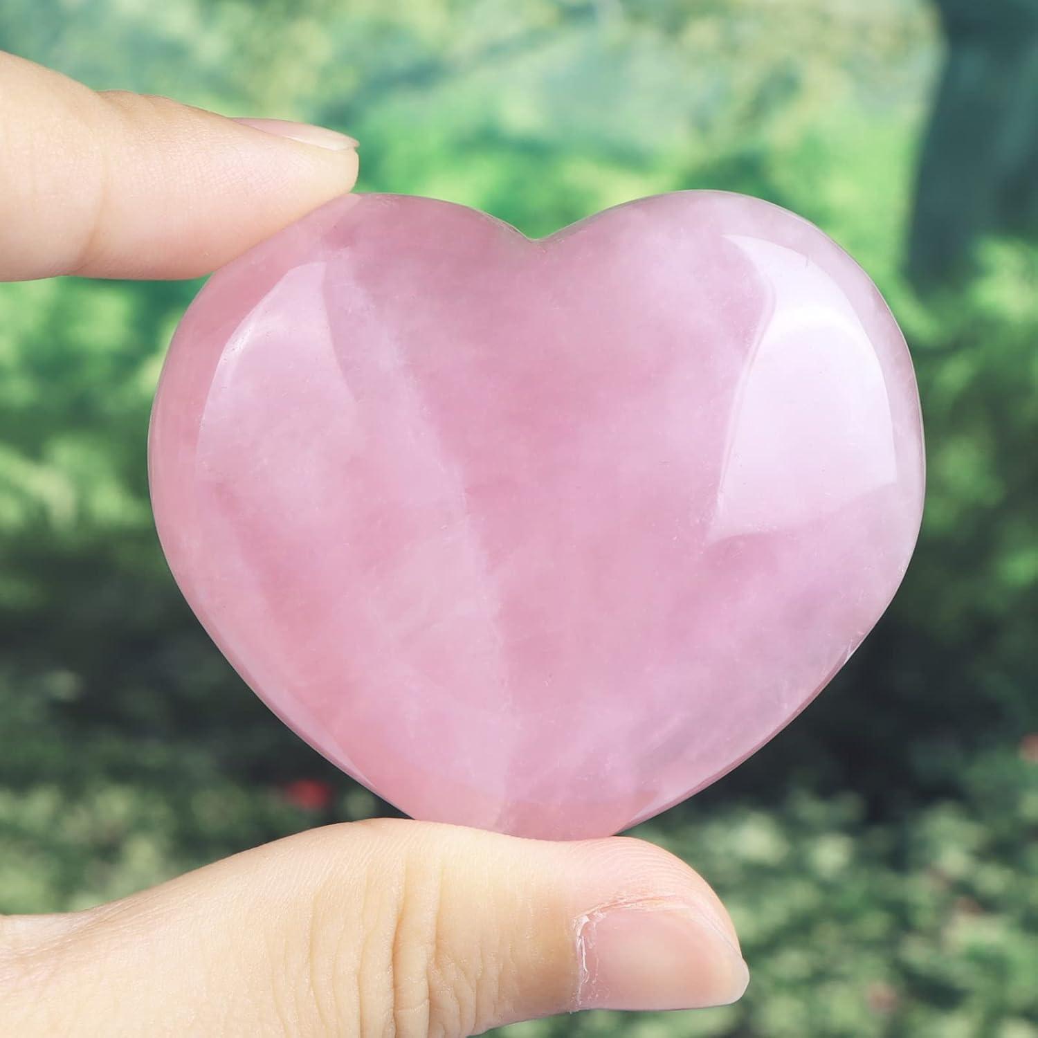 9Dzine Rose Quartz Crystal Heart for Home Decor Items 40-60 Gm | Crystal Heart Stone for Healing Meditation | Heart for Friendship Couple Gifts for Women