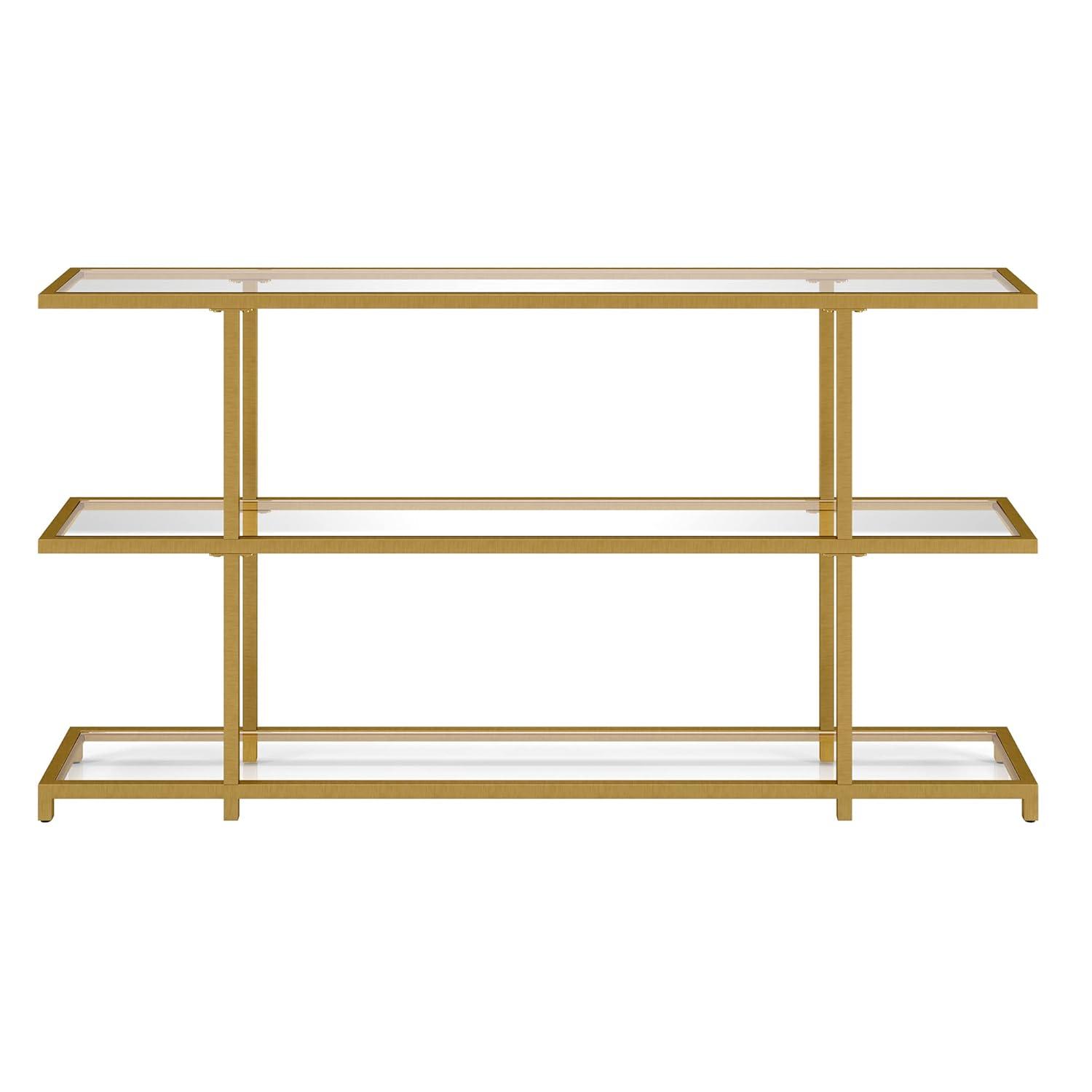 Greenwich 55'' Wide Rectangular Console Table in Brass