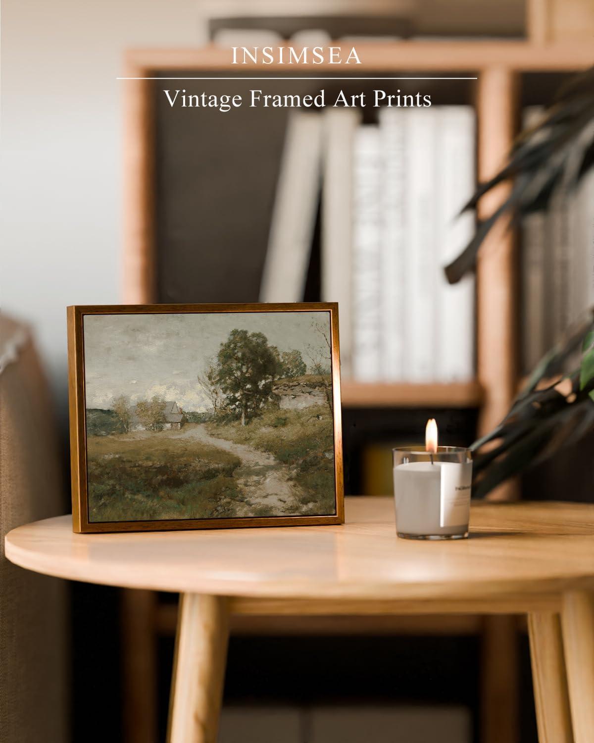 Vintage Landscape Canvas Print with Natural Wood Frame, 8x10