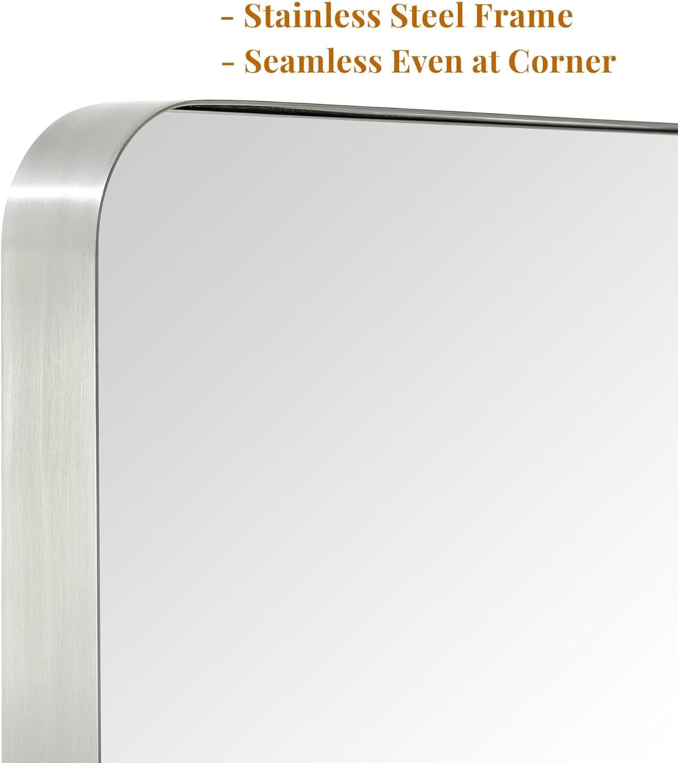 TEHOME Veion Rectangle Metal Wall Mirror 30" x 40" - Brushed Nickel