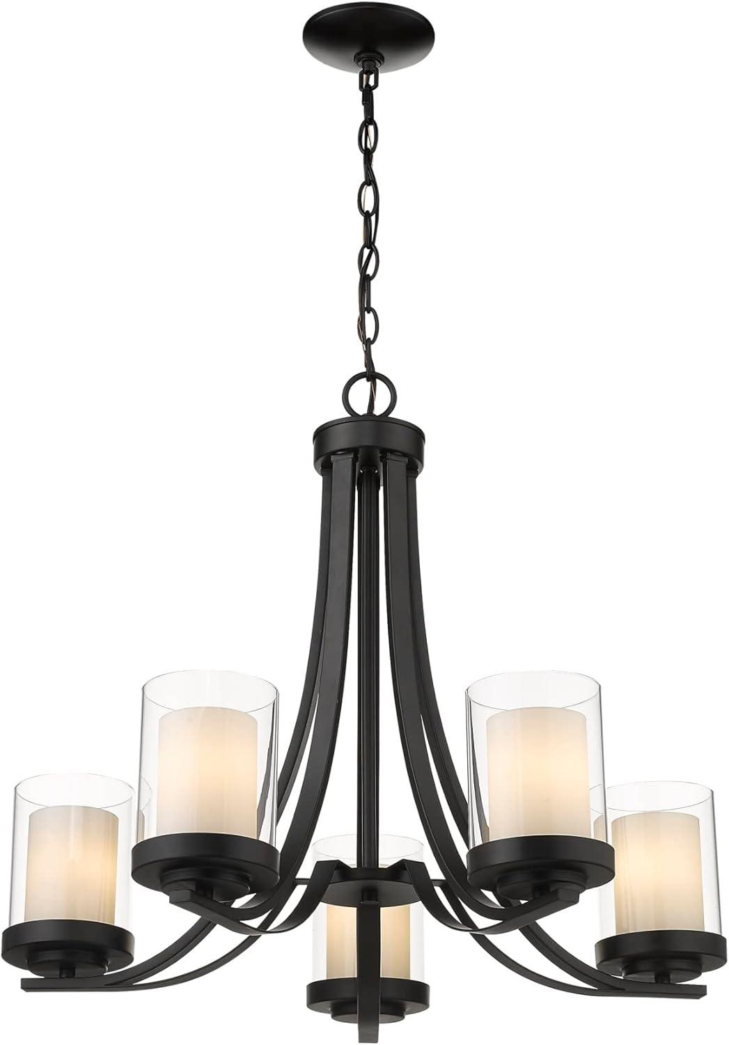 Willow Olde Bronze 5-Light Chandelier with Matte Opal & Clear Glass