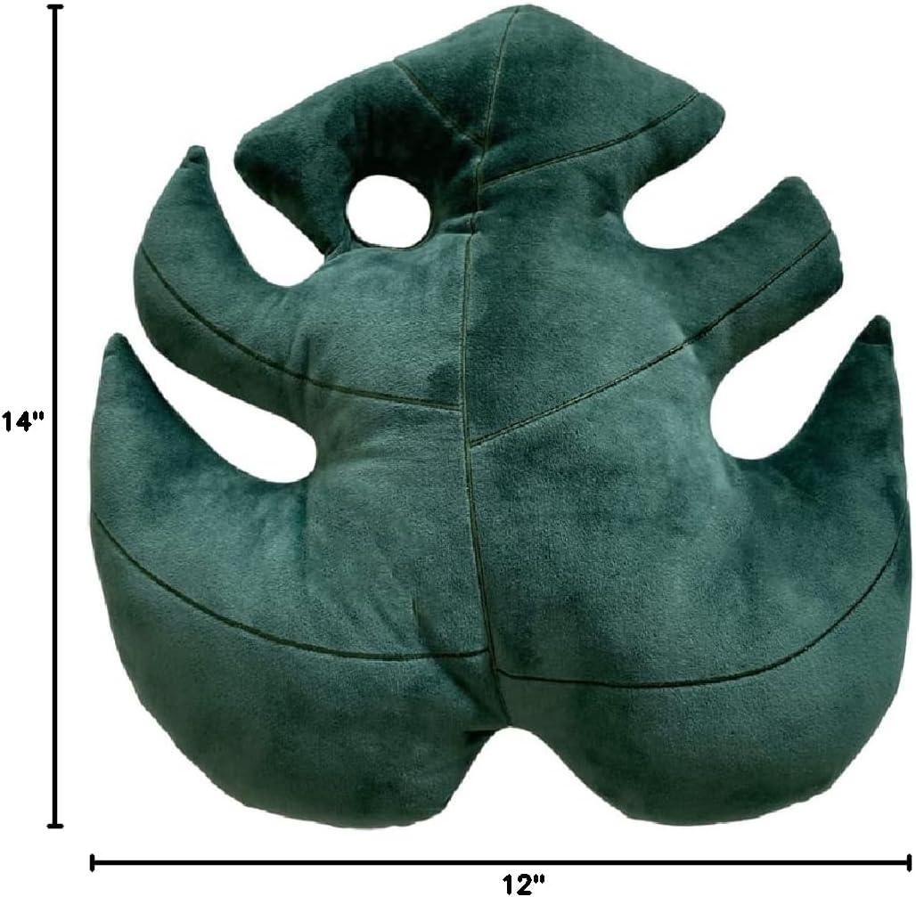 Green Philosophy Co. Monstera Deliciosa Leaf Pillow - Deep Forest