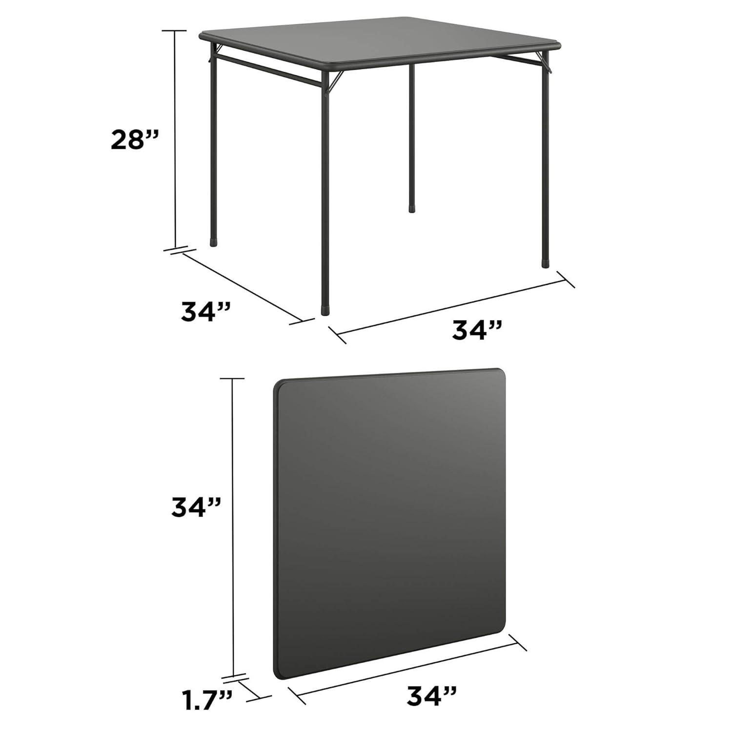 COSCO 34" Square Folding Vinyl Top Card Table, Antique Linen