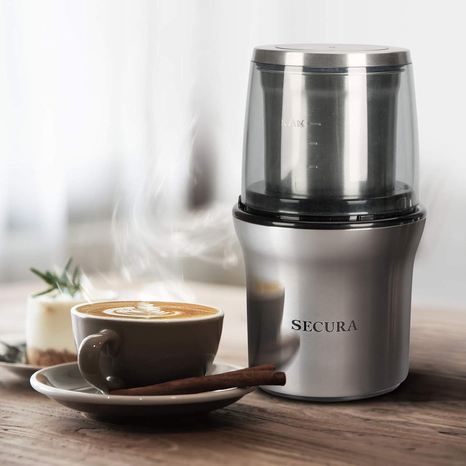 Stainless Steel Electric Coffee and Spice Grinder with Dual Blades