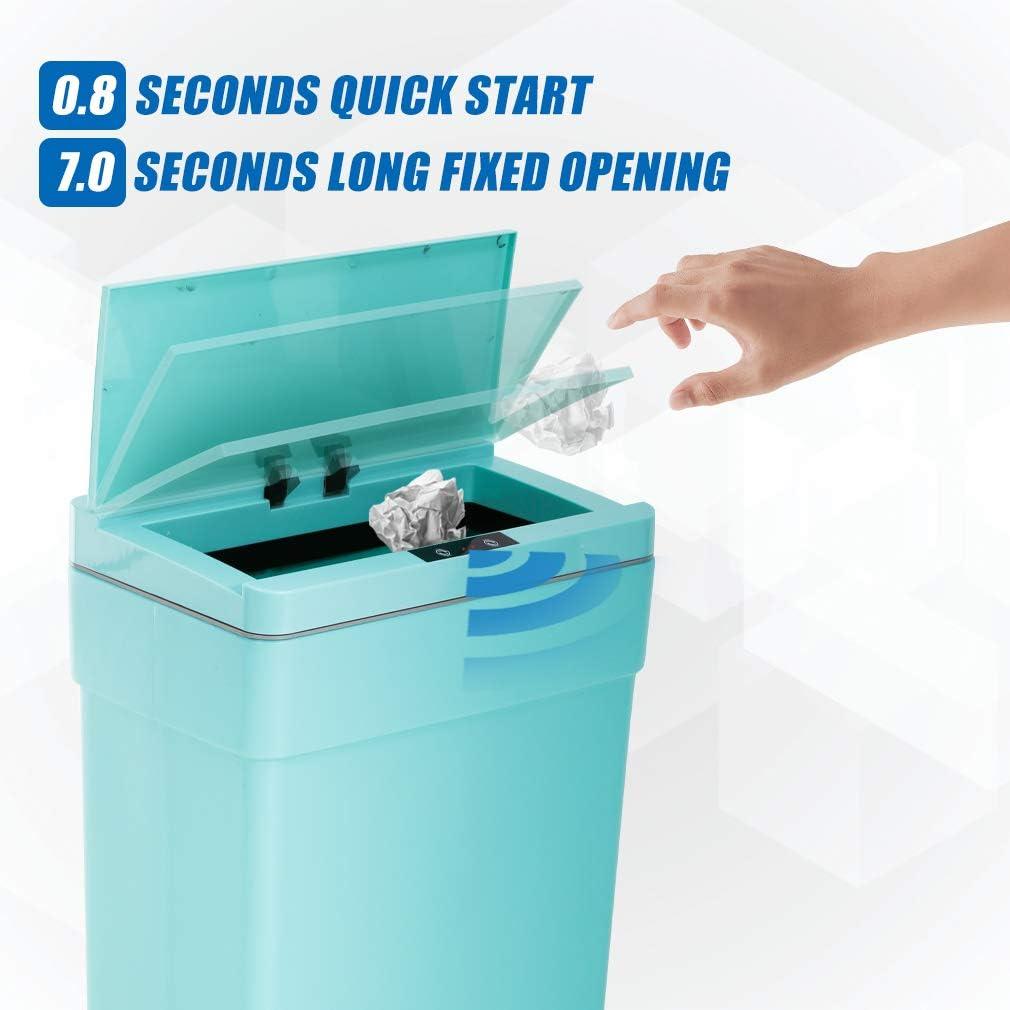 CL.HPAHKL 13 Gallon Touch Free Automatic Trash Can with Lid, Plastic Motion Sensor Kitchen Garbage Can, Touchless Trashcan Trash Bin for Bathroom, Office, Home, Blue