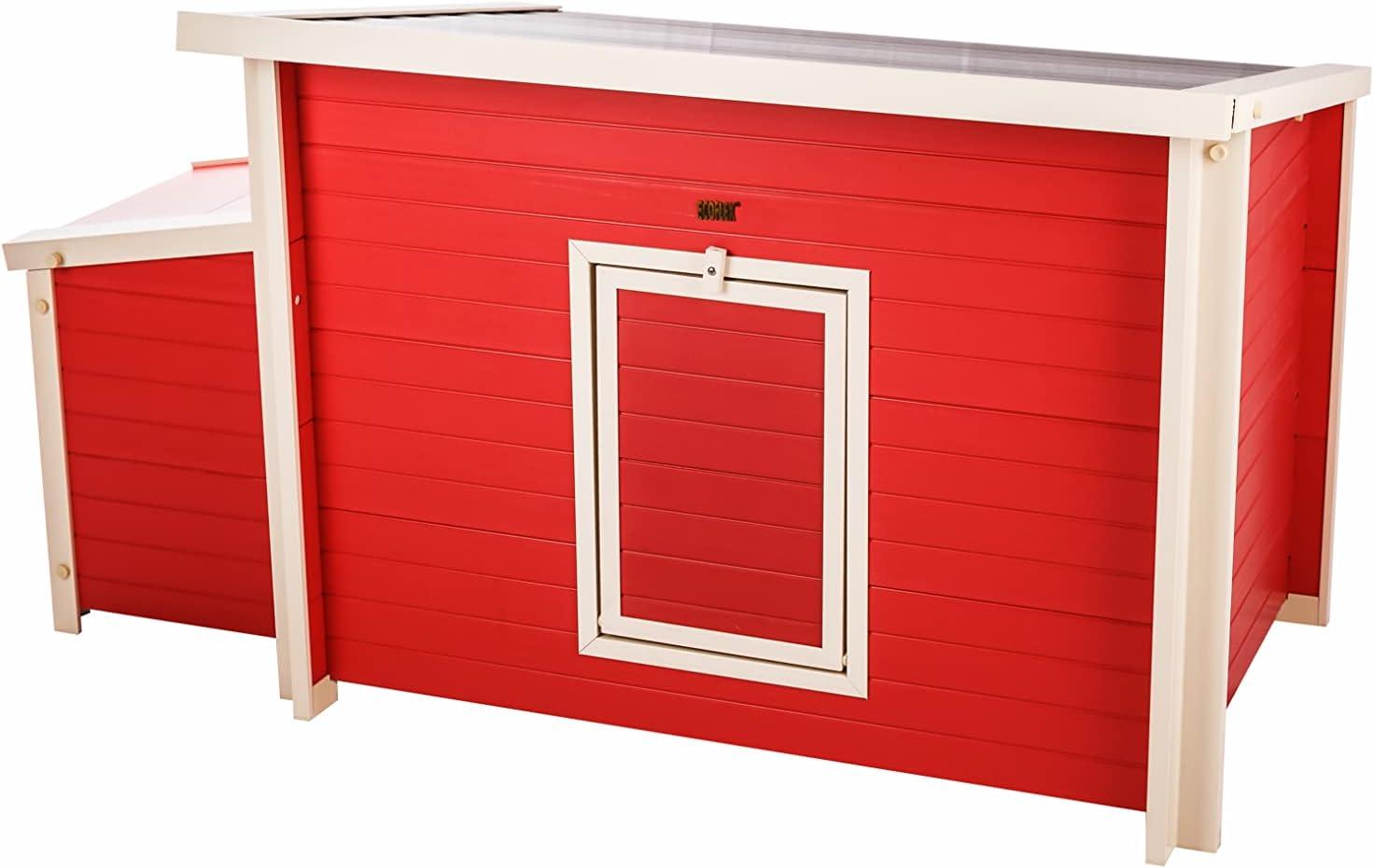 New Age Pet® ECOFLEX® Red Fontana Chicken Barn, Eco-Friendly and Non-Toxic Urban Coop for 2-3 Chickens, Easy Assembly, with Nesting Box and Roosting Bars, Moisture and Odor Resistant