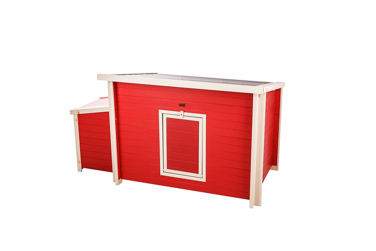 New Age Pet® ECOFLEX® Red Fontana Chicken Barn, Eco-Friendly and Non-Toxic Urban Coop for 2-3 Chickens, Easy Assembly, with Nesting Box and Roosting Bars, Moisture and Odor Resistant