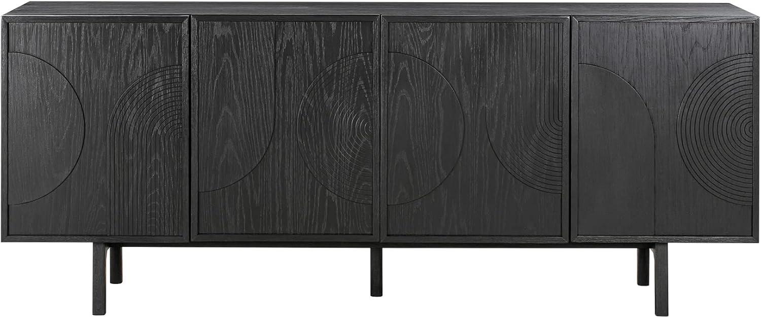 Holland Modern Black Brushed Oak 4-Door Sideboard Buffet