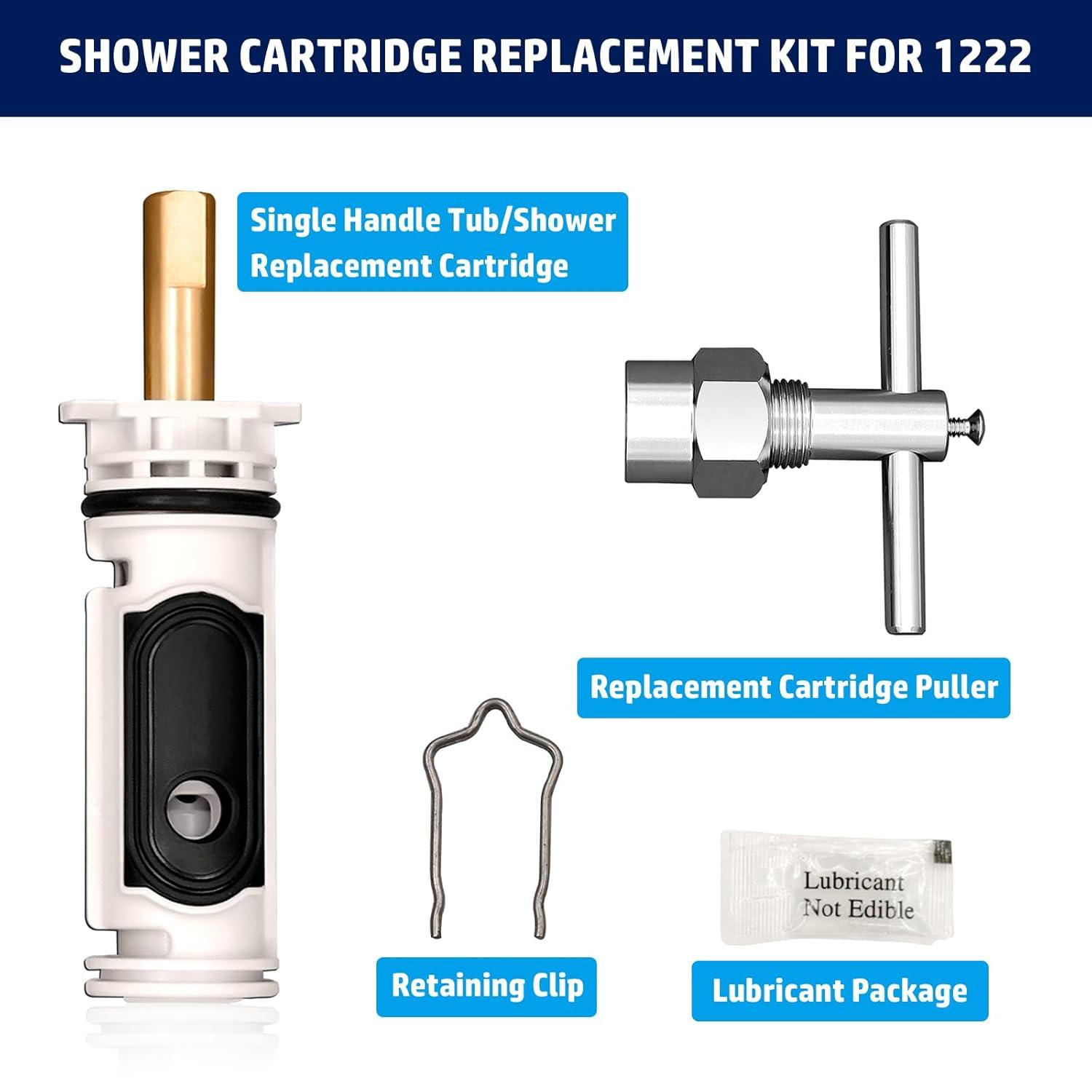 1222 Replacement Cartridge with Moen 104421 Cartridge Puller Removal Tool Retainer Clip Compatible with Moen One-Hanlde Posi Temp 1222B Shower Bathtub Faucet (1222 cartridge +104421 cartridge puller)