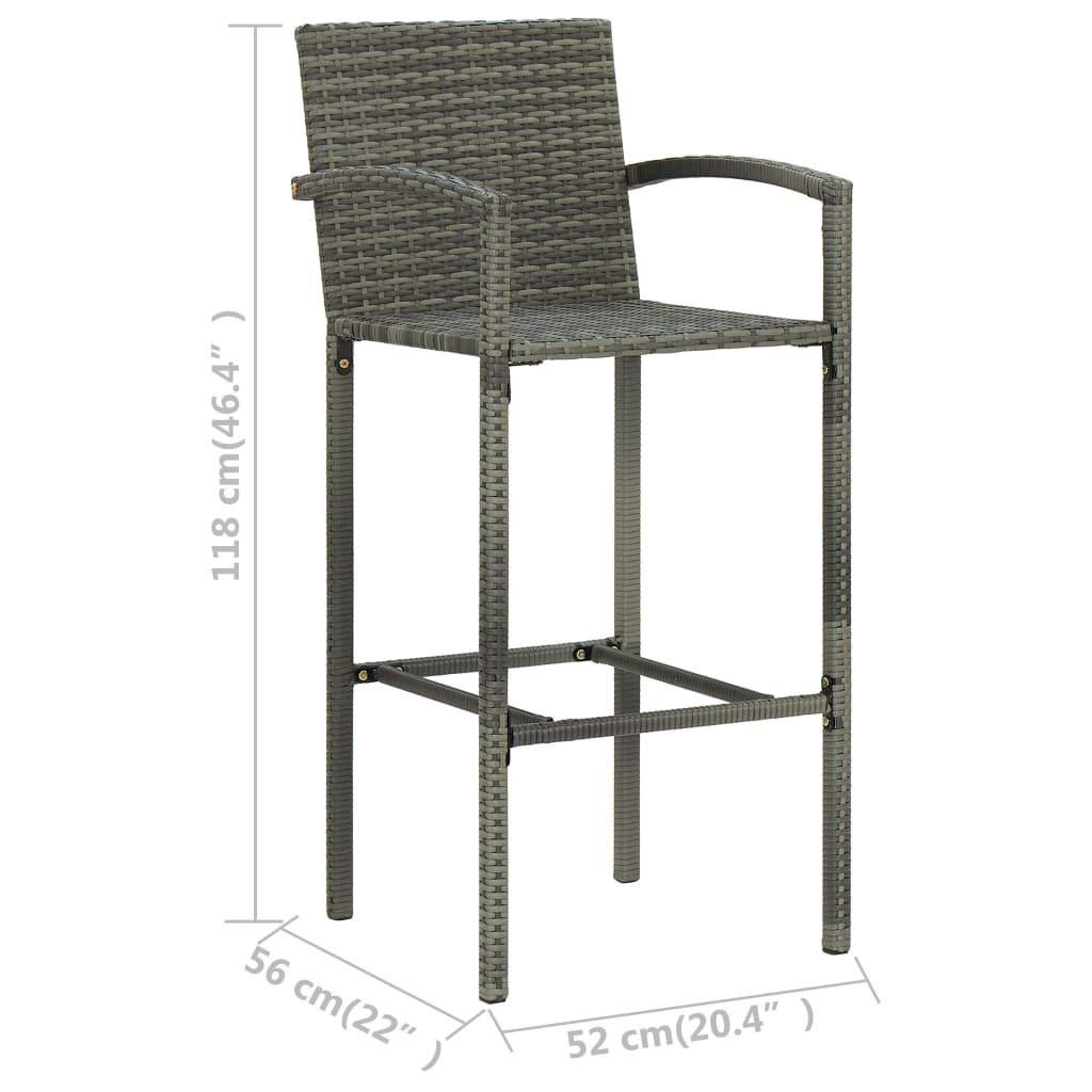 vidaXL Bar Stools 2 pcs Black Poly Rattan