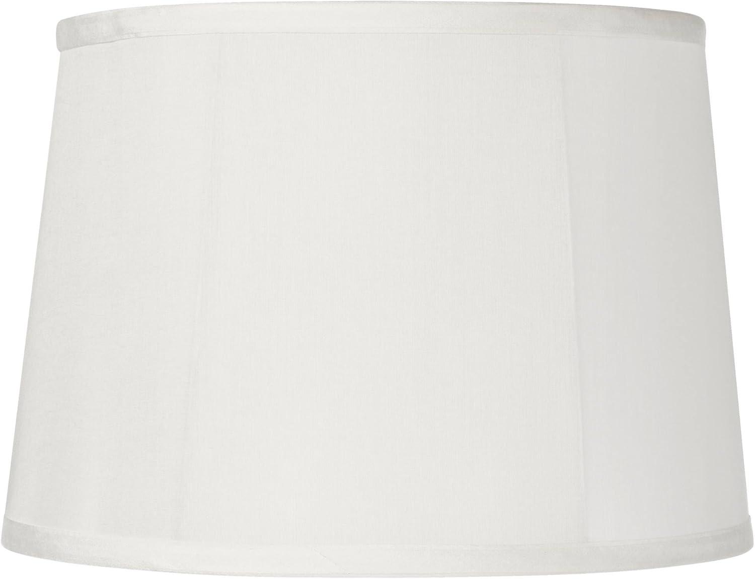 Off-White Softback Drum Lamp Shade with Harp and Finial