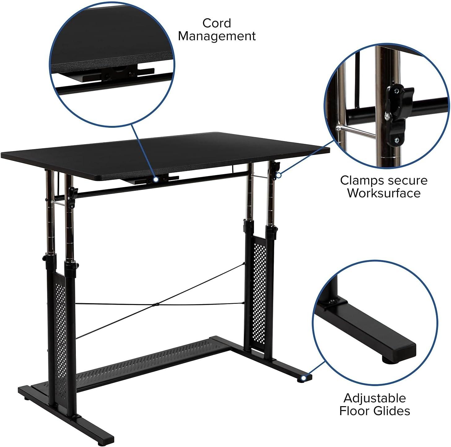 Flash Furniture Height Adjustable (27.25-35.75"H) Sit to Stand Home Office Desk