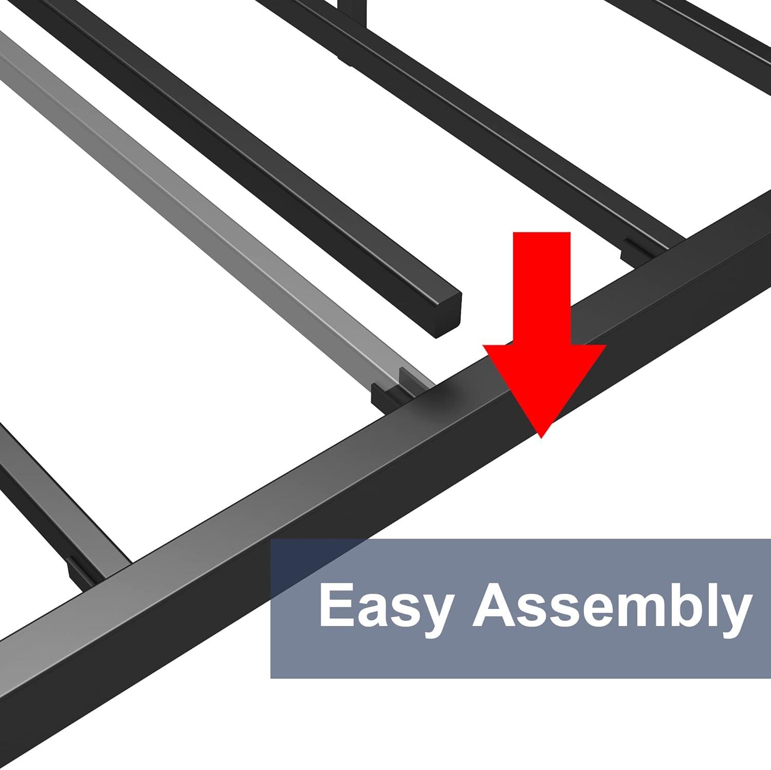Platform Metal Bed Frame with Headboard Heavy Duty, Noise-Free, Queen