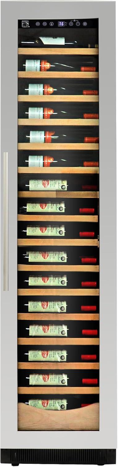 Elite Compressor 112 Bottle Wine Cellar Cooling Unit in Blackand Silver, Built-In/Freestanding with Reversible Door