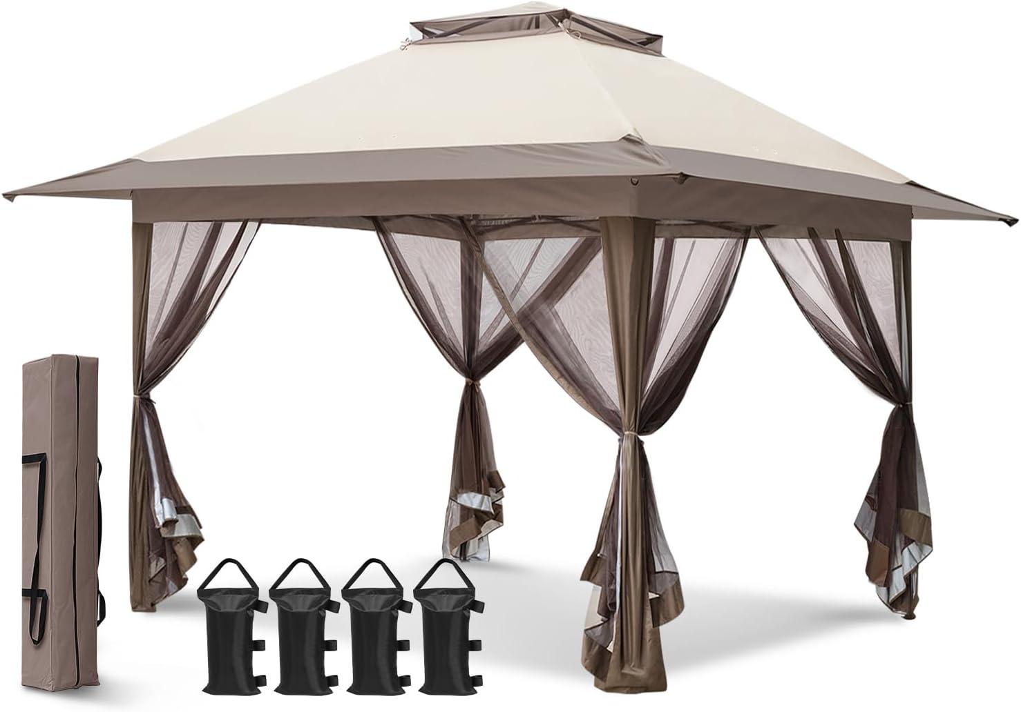 EAGLE PEAK Pop up Patio Gazebo 13 Ft. W x 13 Ft. D Metal Patio