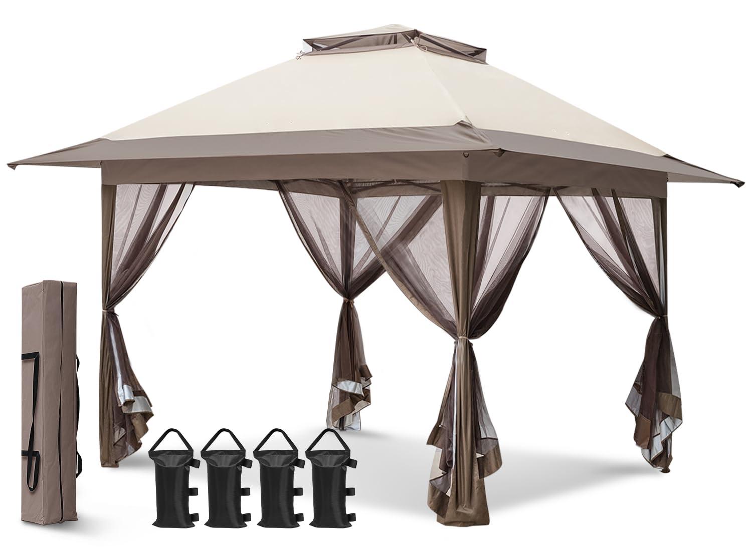 EAGLE PEAK Pop up Patio Gazebo 13 Ft. W x 13 Ft. D Metal Patio