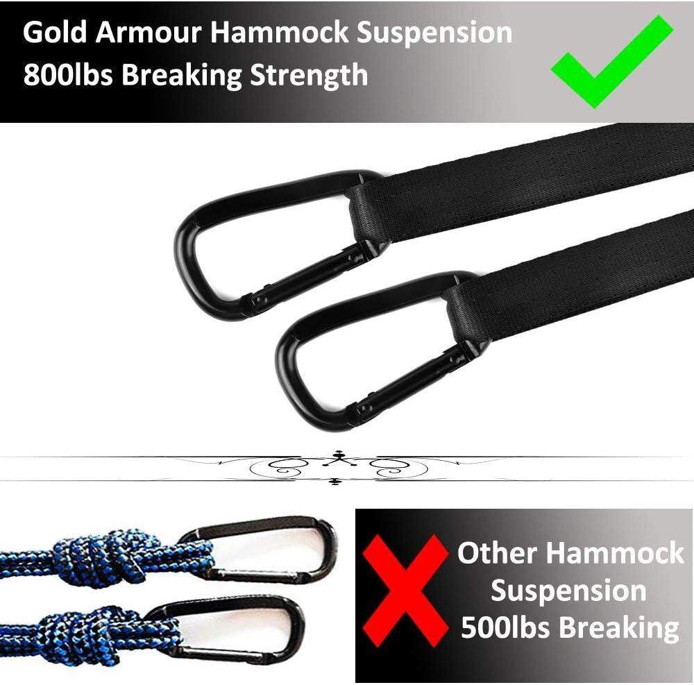 Gold Armour Camping Hammock - Extra Large Double Parachute Hammock Sky Blue & Gray