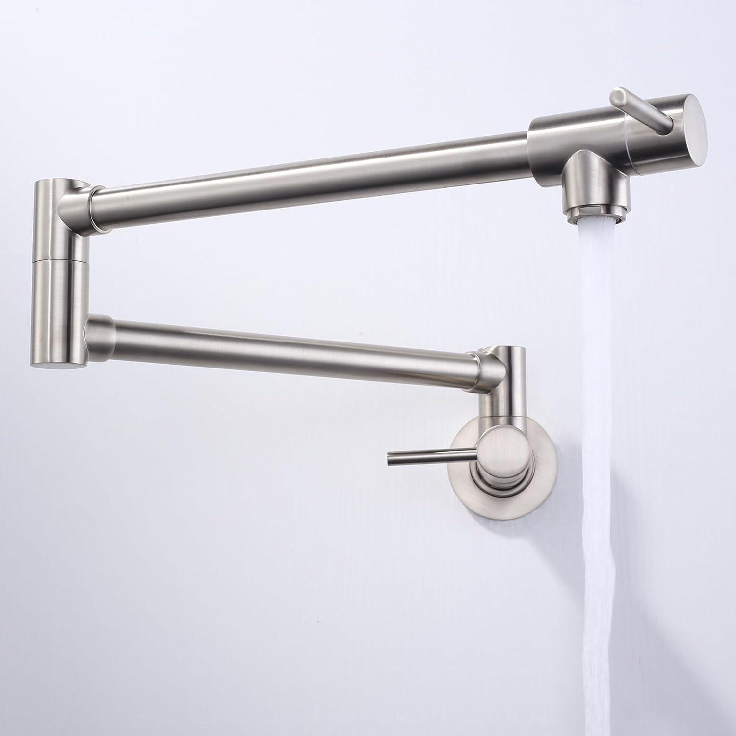 Chrome Wall Mount Double Handle Pot Filler Faucet