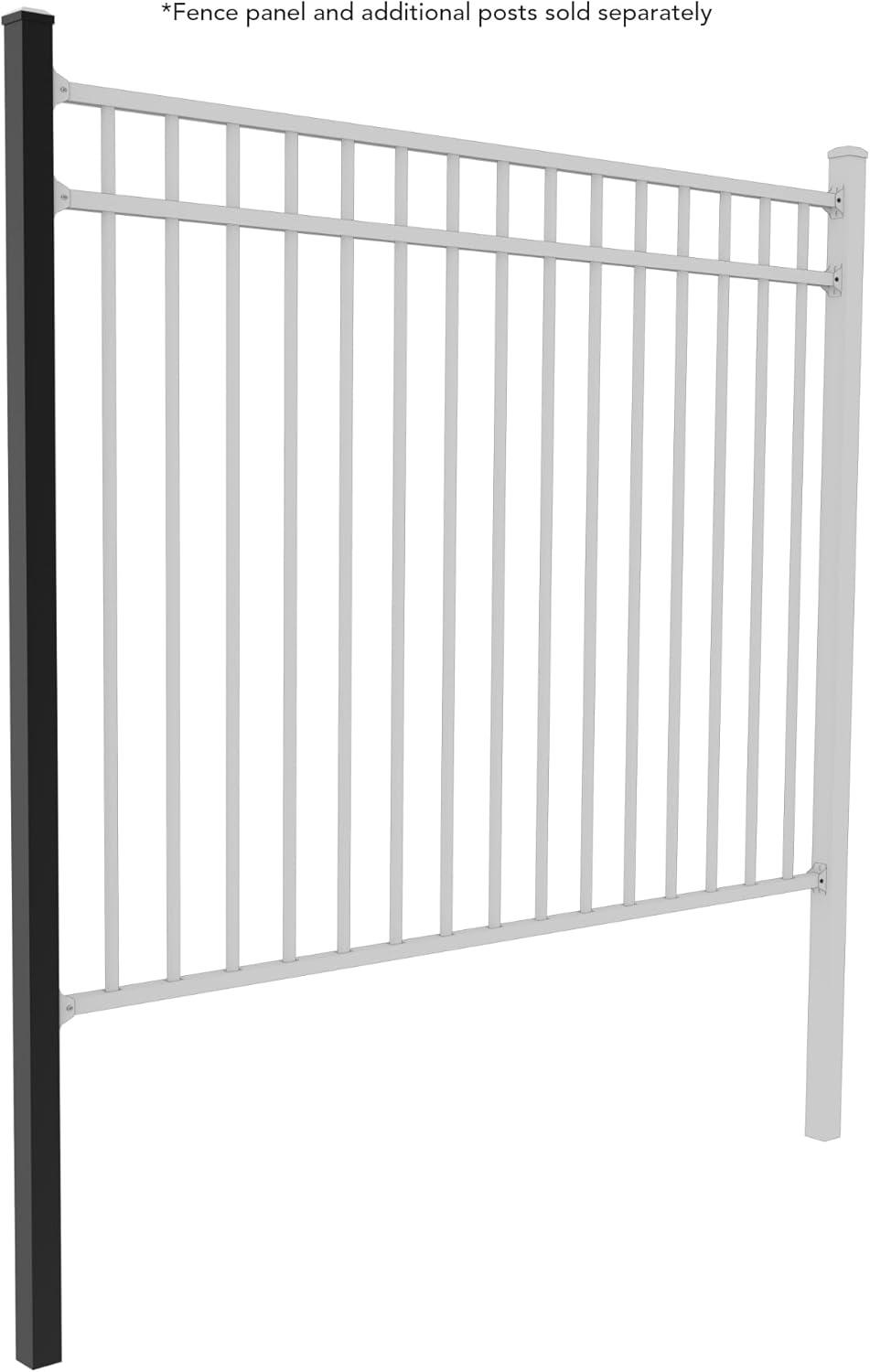 Deckorators 2 in. x 2 in. x 84 in. Aluminum Fence Post Kit, Textured Black