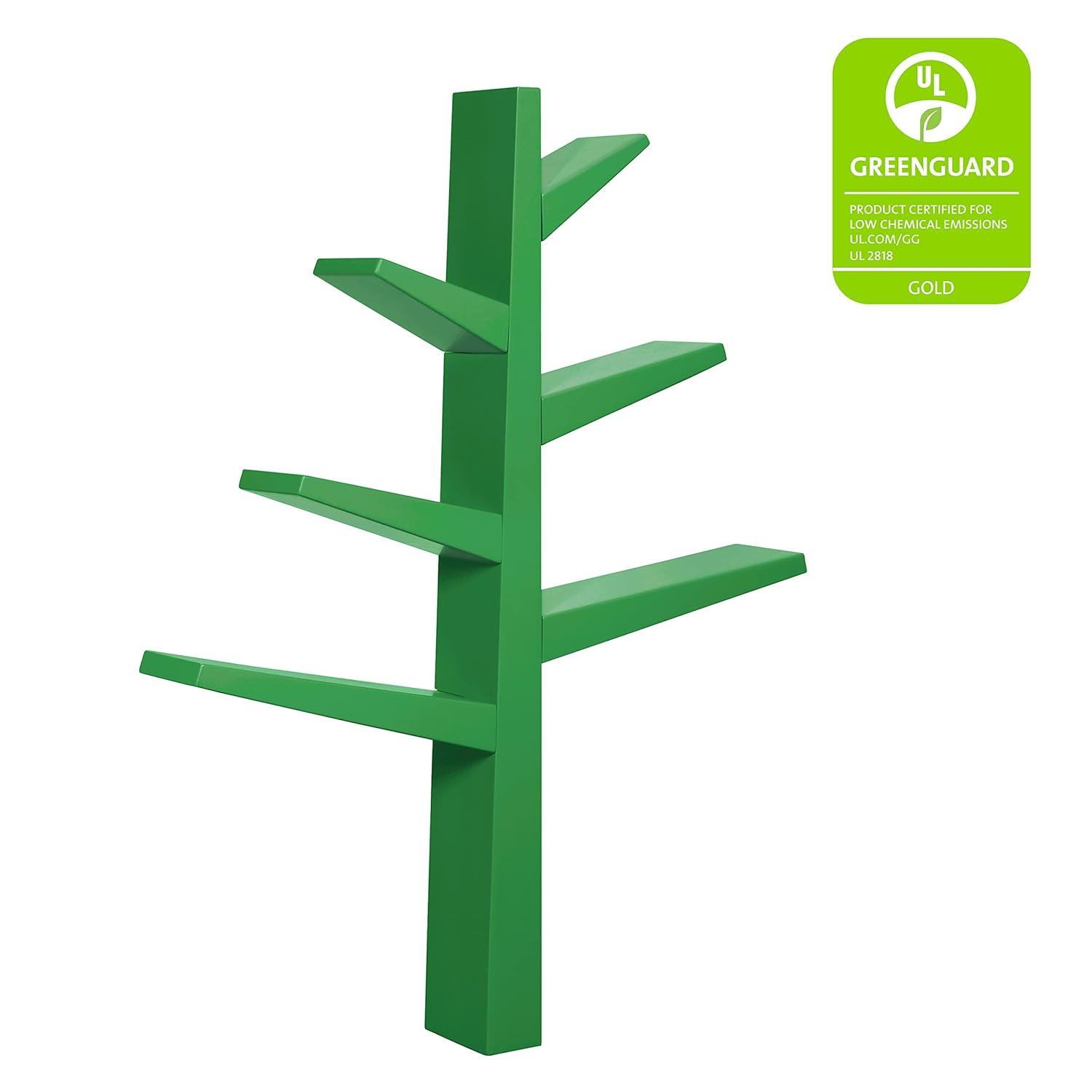 Enchanted Forest Green Tree-Shaped Kids Bookshelf