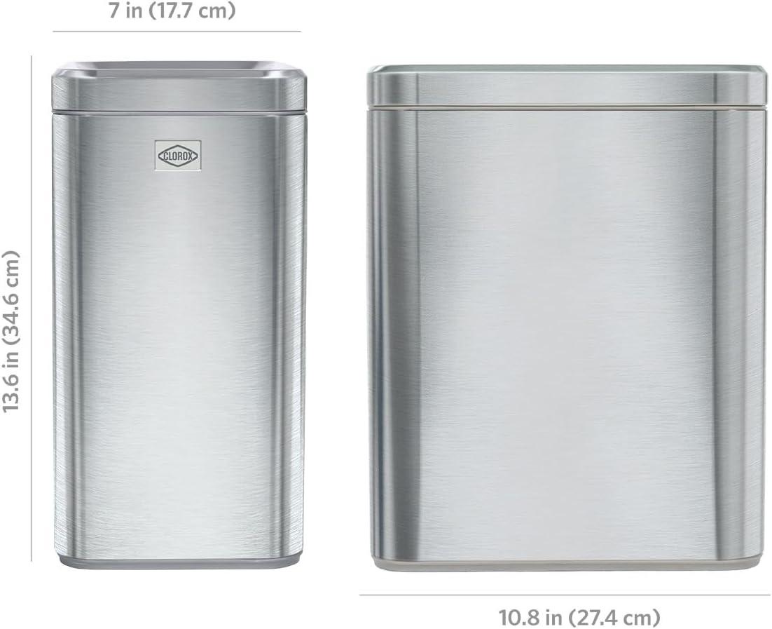 Slim Stainless Steel Rectangular Trash Can with Removable Bucket