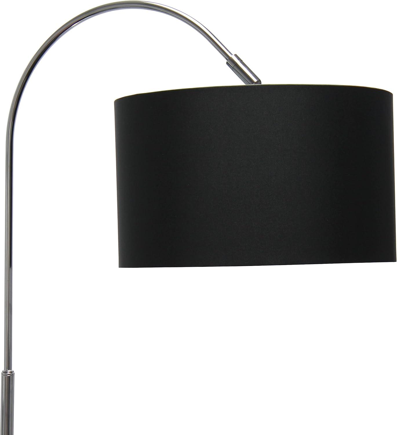 Arched Brushed Nickel Floor Lamp with Black Drum Shade