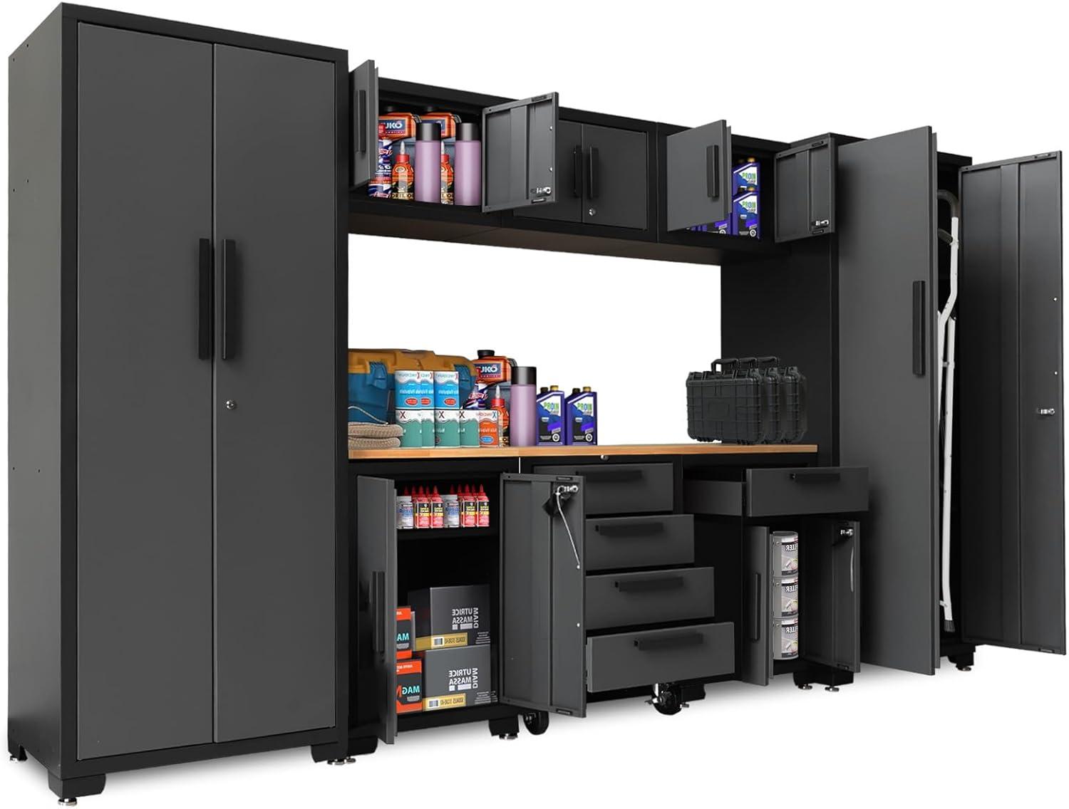 WFX Utility™ WFX Utility™ 6pcs Garage Cabinets And Storage System Set With Pegboard & Rubber Wood Worktop