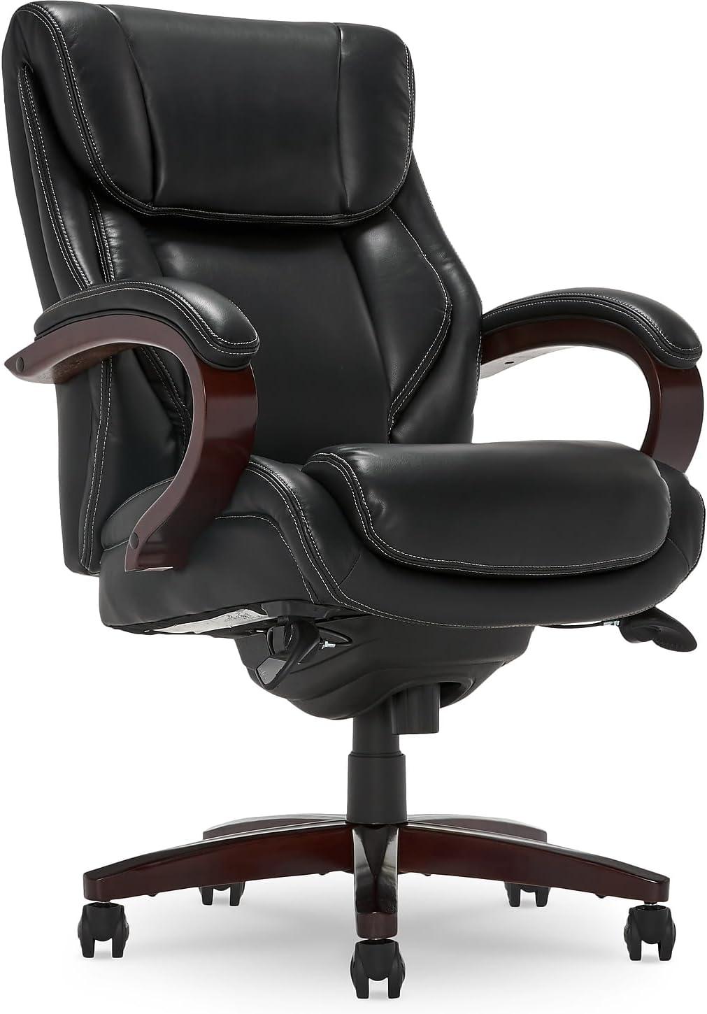 La-Z-Boy Bellamy Executive Office Chair Black: Ergonomic, Swivel, Adjustable Height, Wood Frame