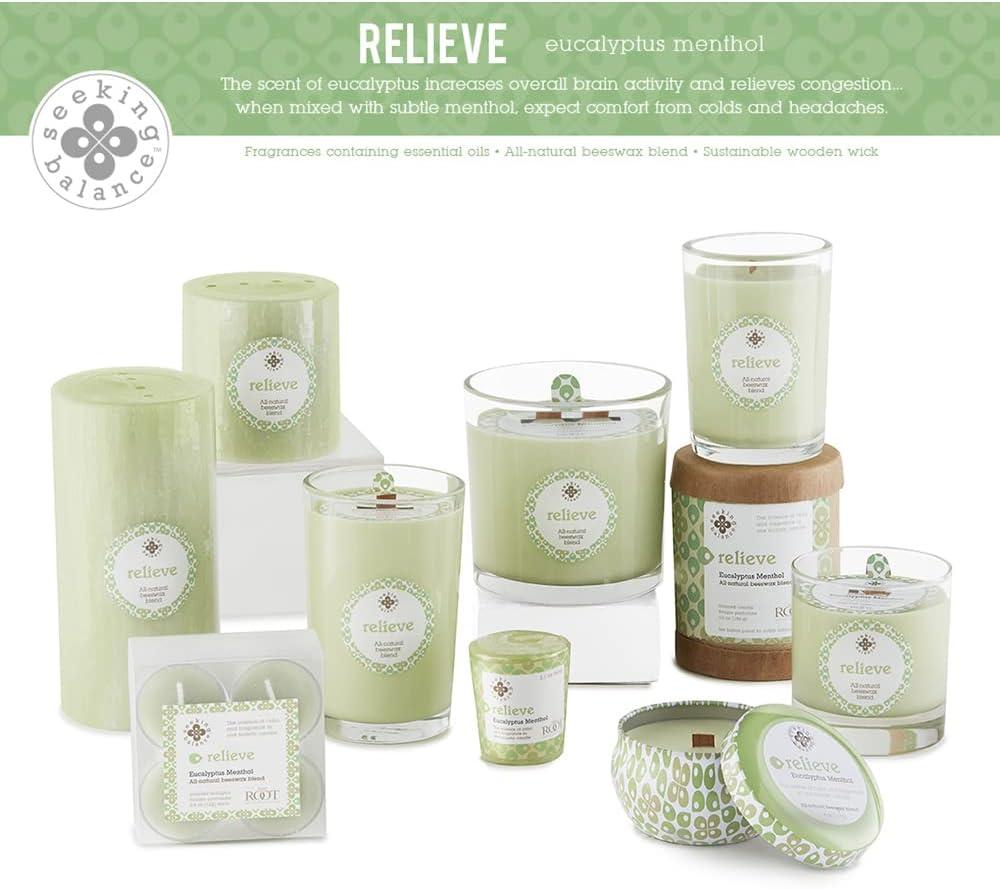 Root Candles Seeking Balance Relieve Eucalyptus Menthol Scented Votive Candle (Set of 18)
