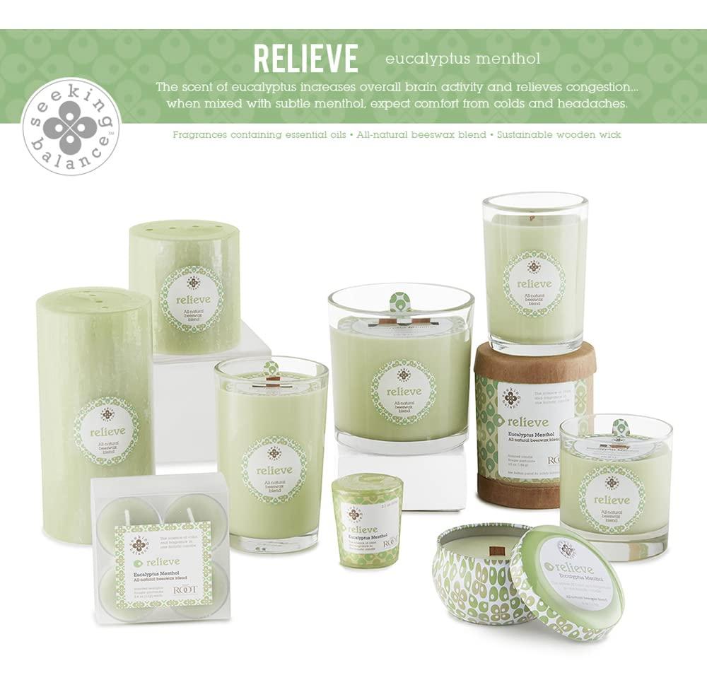 Root Candles Seeking Balance Relieve Eucalyptus Menthol Scented Votive Candle (Set of 18)
