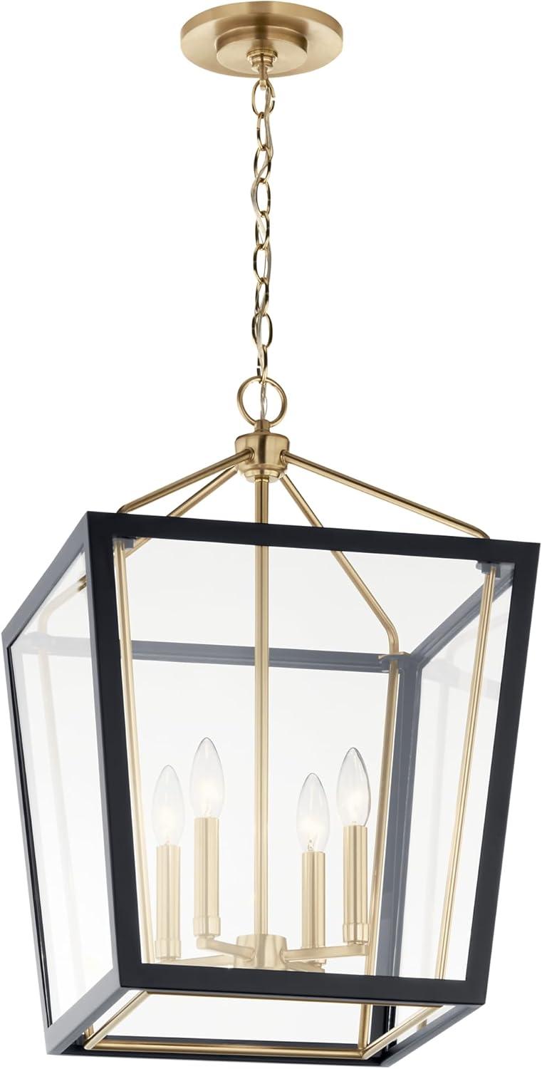 Delvin 4-Light Champagne Bronze and Black Pendant with Clear Glass