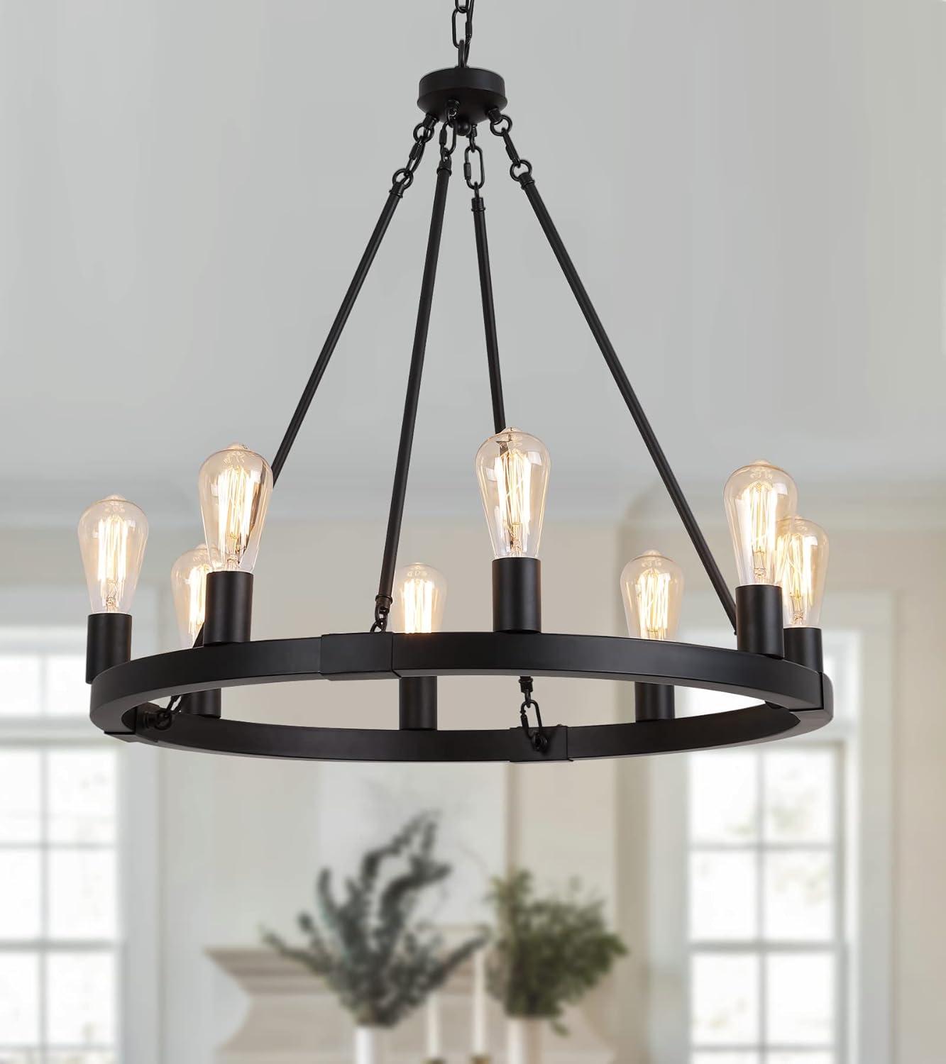 Myriane 8 - Light Wagon Wheel Chandelier for Farmhouse