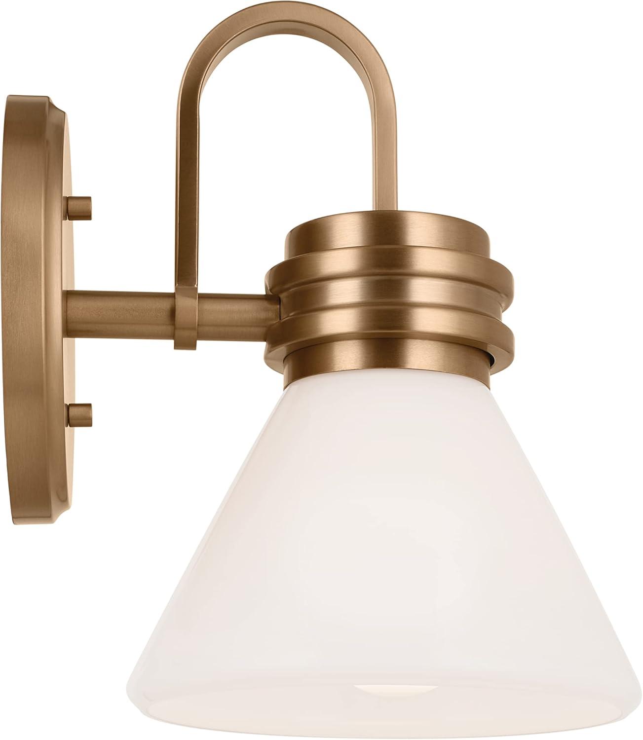 Champagne Bronze 1-Light Wall Sconce with Opal Glass Shade