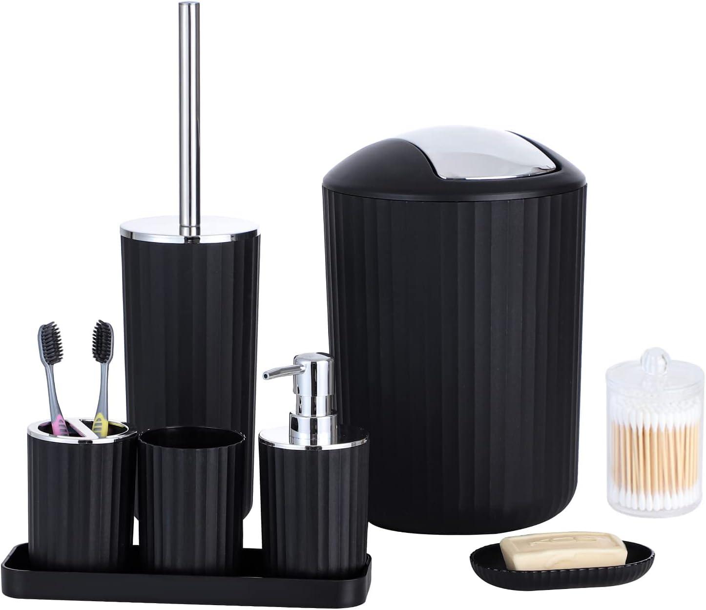 Wharick Bathroom Accessories Set,8 Pcs Bathroom Accessory Kit, Soap Dispenser, Soap Dish, Toothbrush Holder, Toothbrush Cup Tray, Modern Bathroom Decor