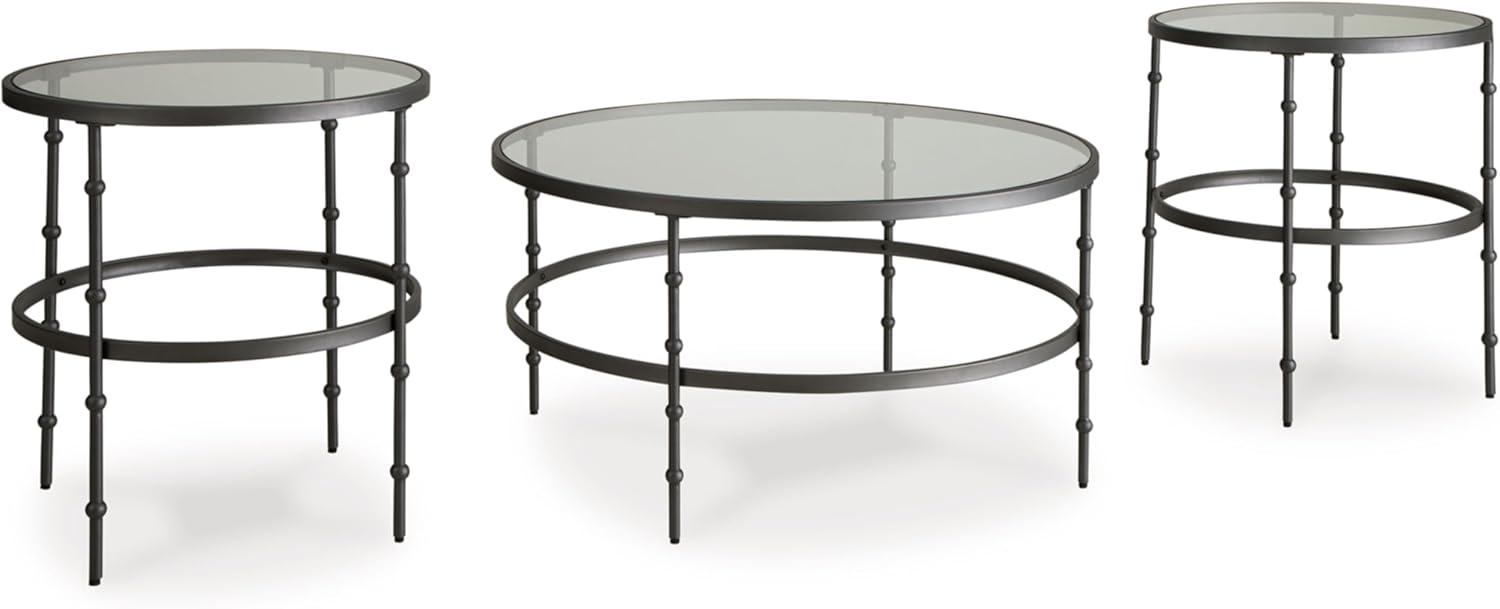 Kellyco Black Round Glass-Top Table Set