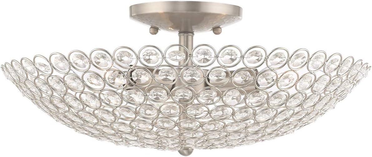 Livex Lighting  Cassandra 3-Light Brushed Nickel Ceiling Mount - 16"Dia. x 6.25"H