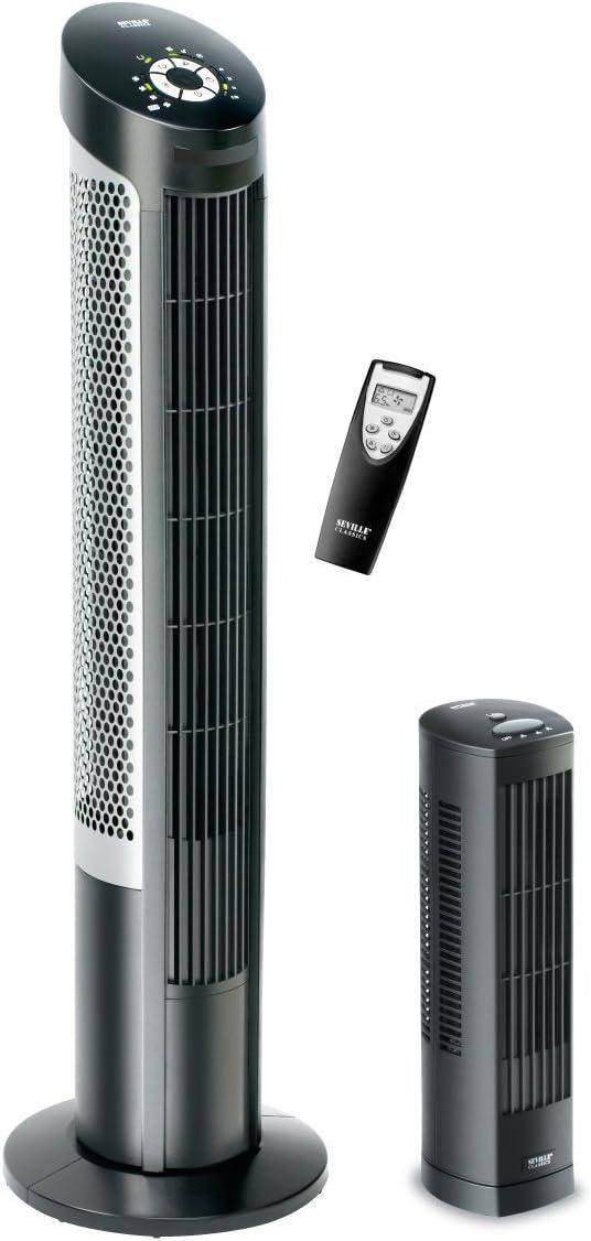 UltraSlimline Black Oscillating Tower Fan Combo with Remote Control