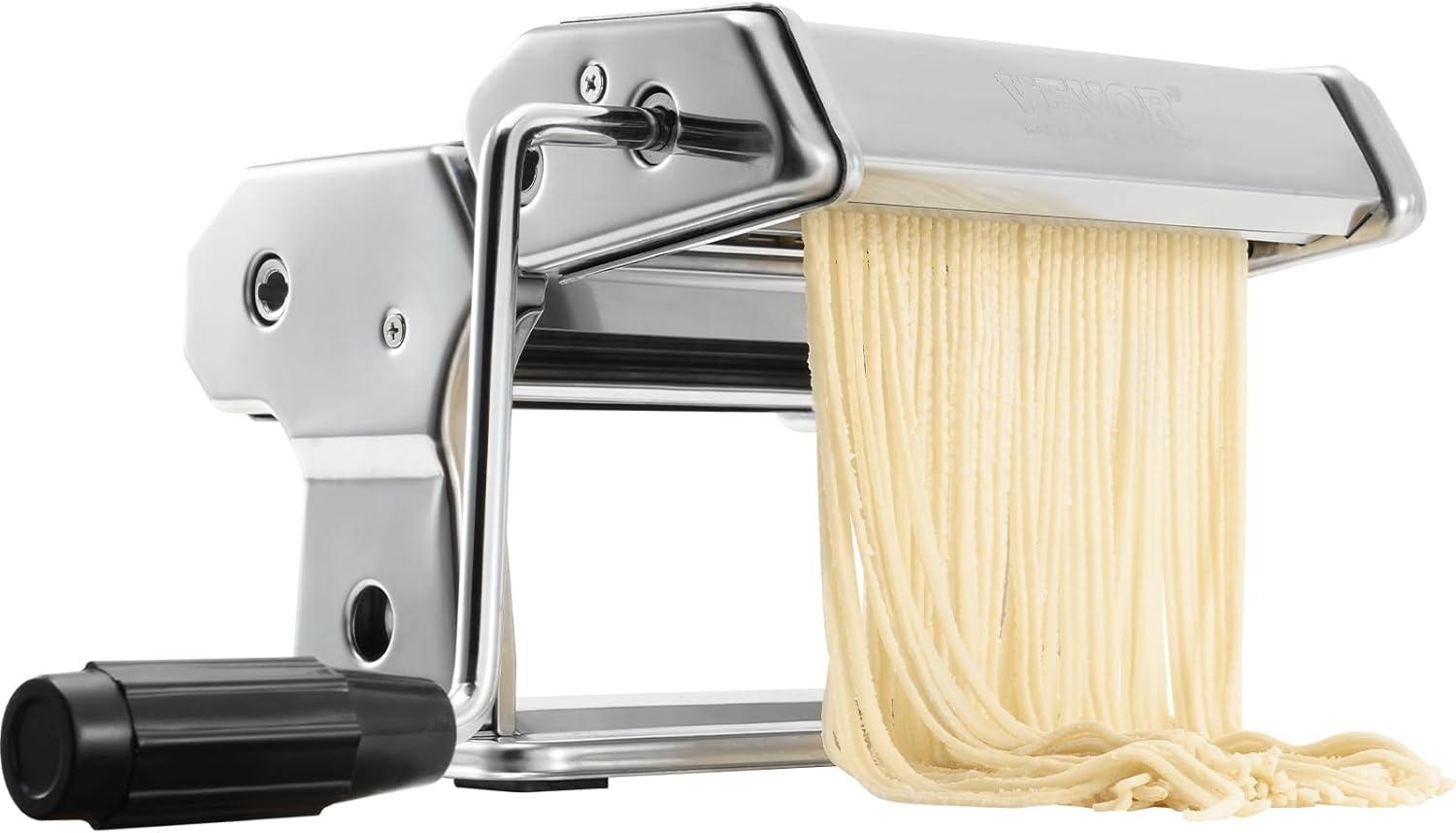 VEVOR Stainless Steel Manual Pasta Maker with Adjustable Thickness