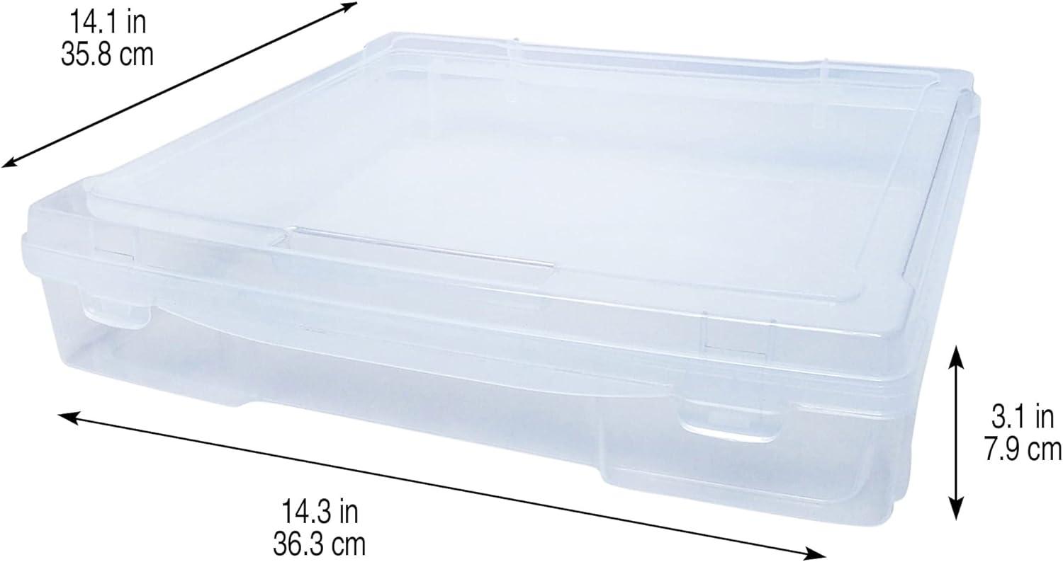 Caja de Almacenamiento de Plástico para Álbumes de Recortes de 12" x 12" de Simply Tidy - Caja Portátil para Documentos - Papeles - Costura - Manualidades - Transparente - Paquete de 12 a Granel
