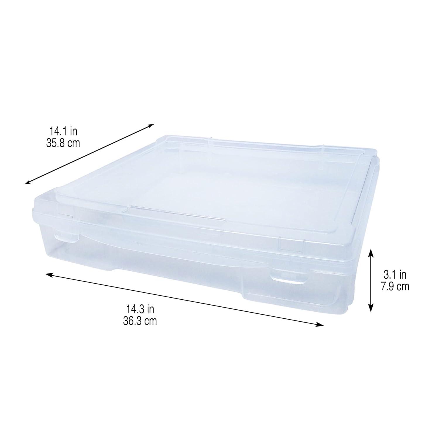Caja de Almacenamiento de Plástico para Álbumes de Recortes de 12" x 12" de Simply Tidy - Caja Portátil para Documentos - Papeles - Costura - Manualidades - Transparente - Paquete de 12 a Granel