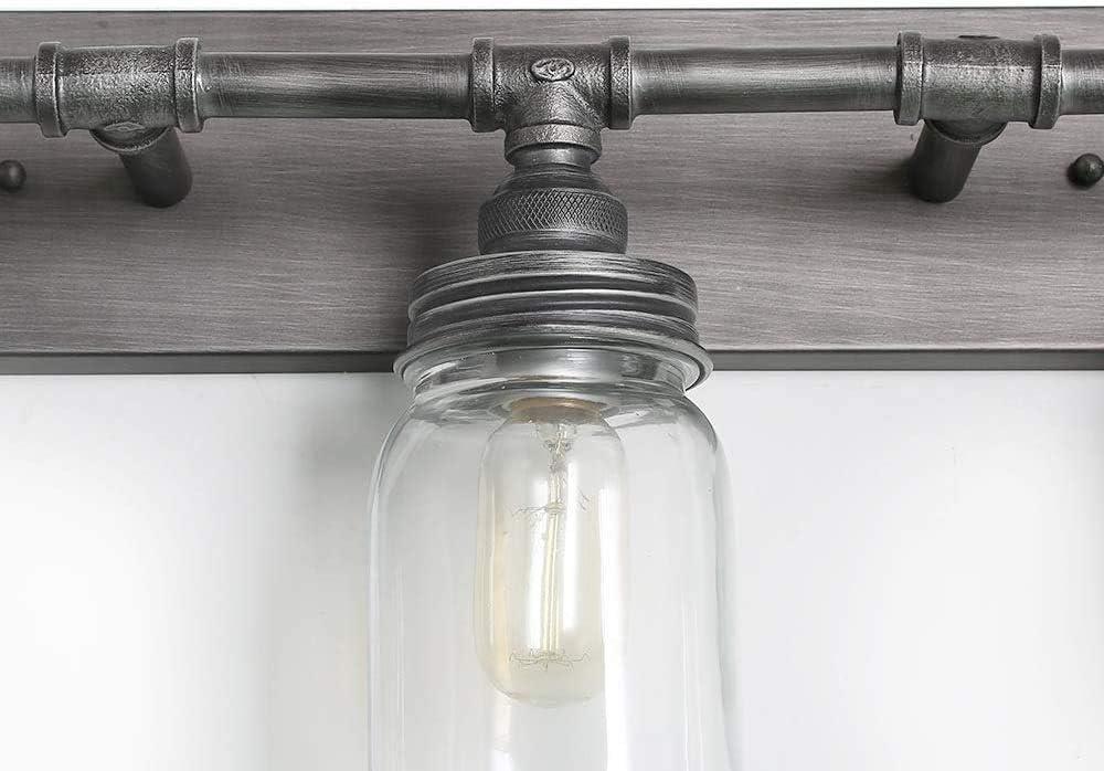 Pewter & Black 24'' Industrial Mason Jar Vanity Light