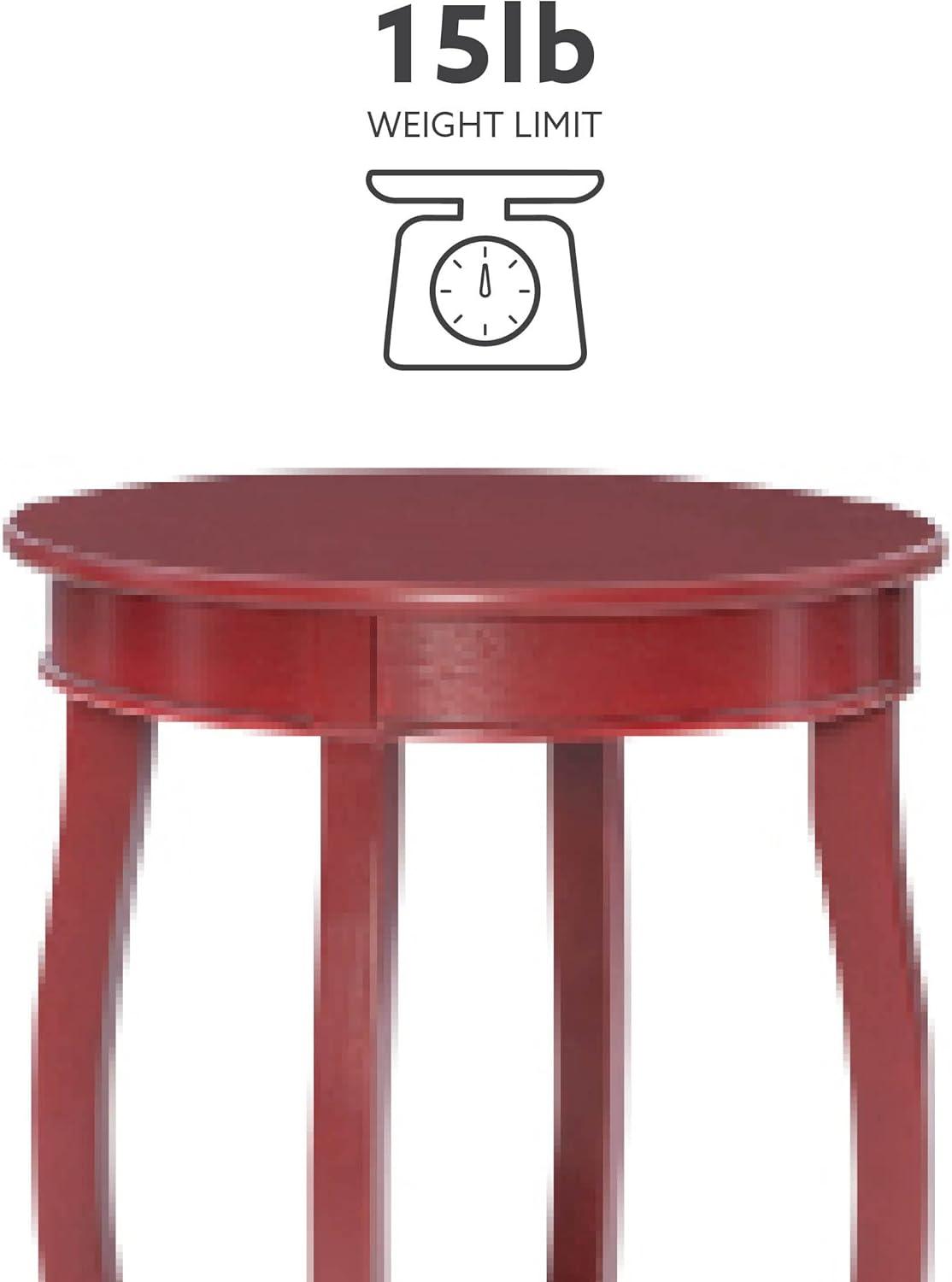 Round Accent Side Table with Shelf, Red