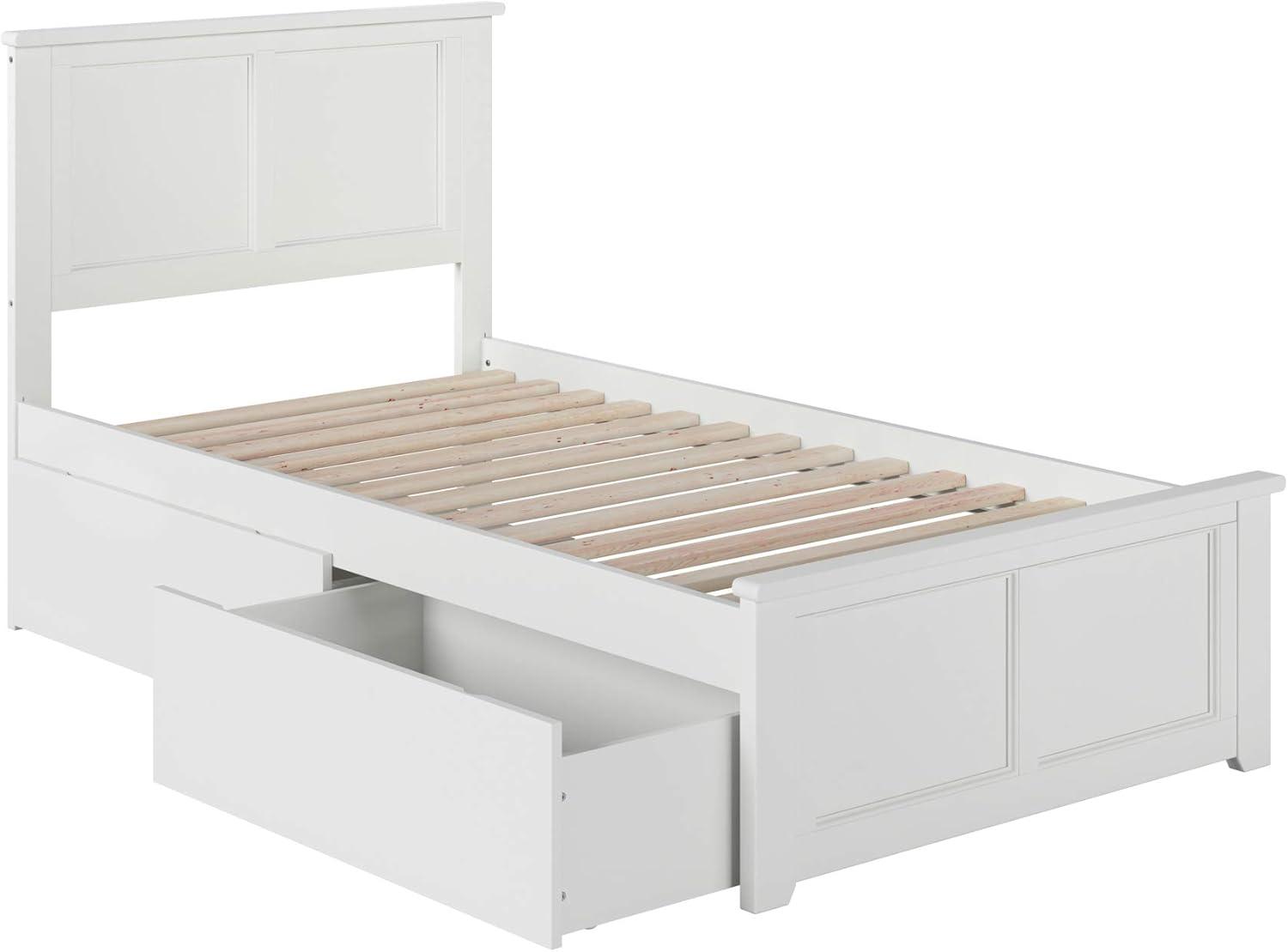 Madison White Twin XL Platform Bed with Matching Foot Board with 2-Urban Bed Drawers