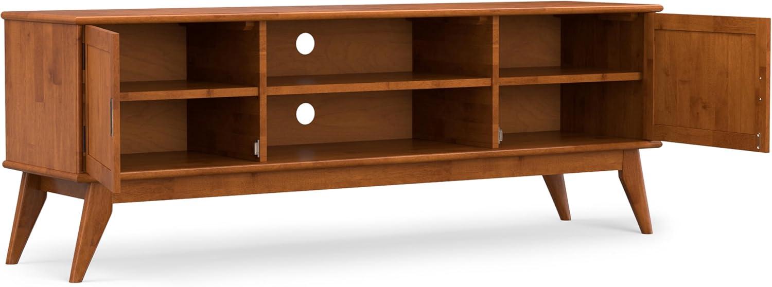 Simpli Home Draper 72"W Solid Hardwood Mid-Century Modern TV Stand for TVs up to 80" with Adjustable Shelves