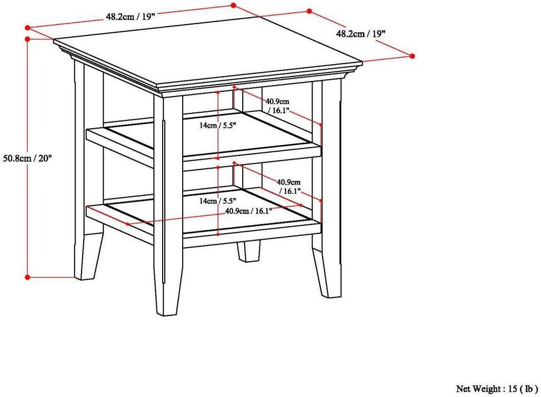 Acadian SOLID WOOD 19 inch Wide Square Transitional End Table in Farmhouse Grey-Finish:Farmhouse Brown