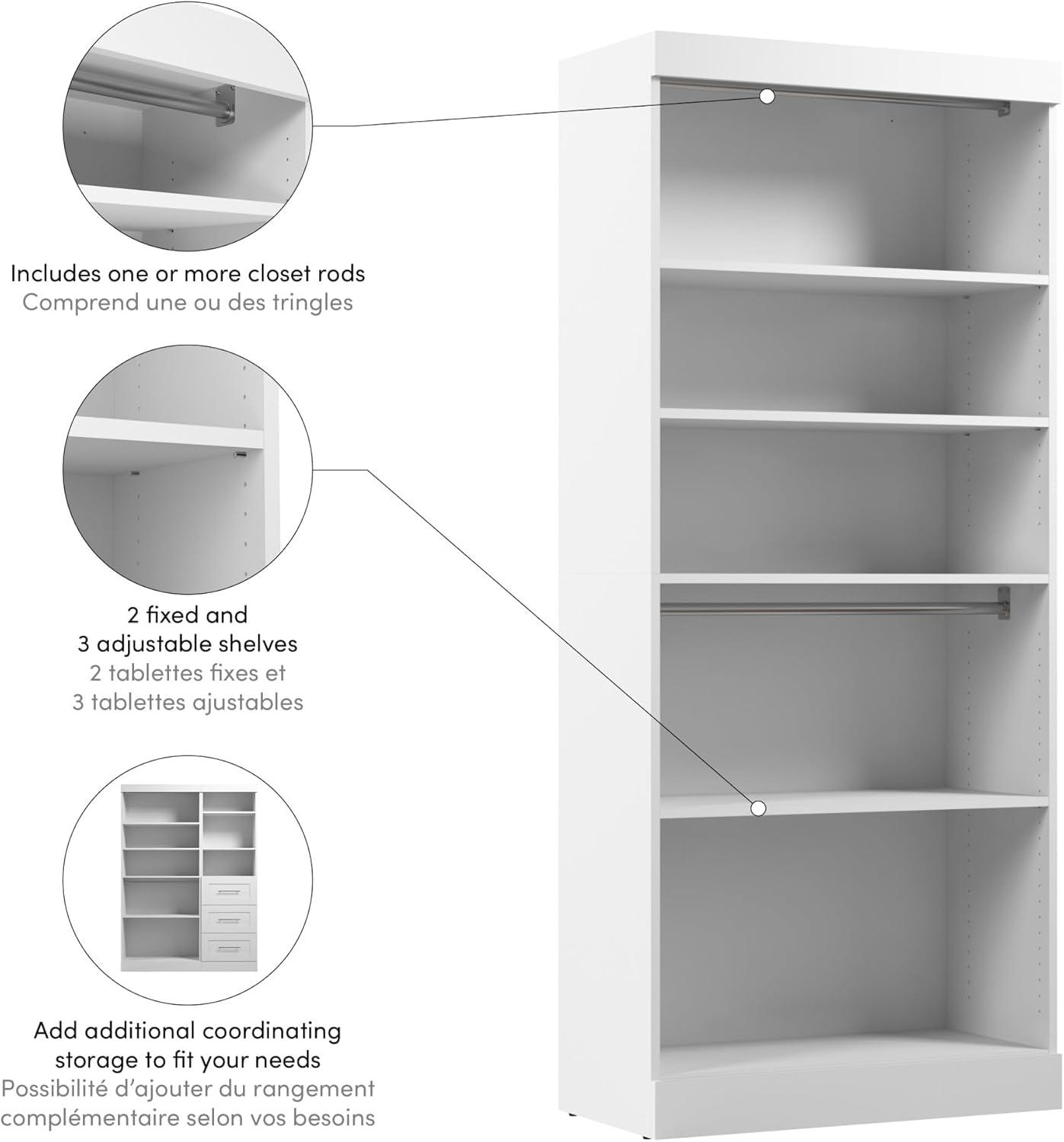 Bestar Pur 36W Closet Organizer in white