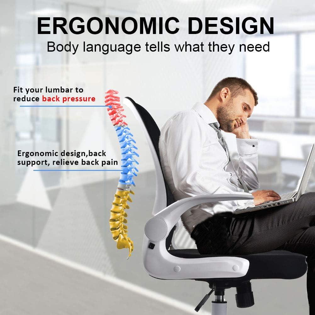 White Mesh Ergonomic Swivel Office Chair with Adjustable Arms