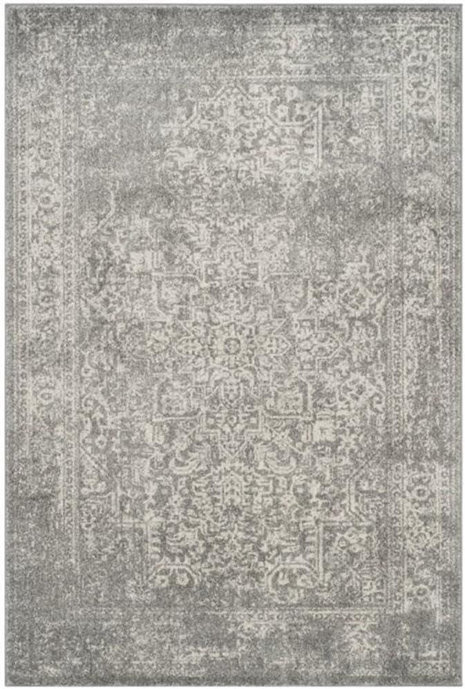 Evoke EVK256 Power Loomed Indoor Area Rug - Silver/Ivory - 6'7"x6'7" - Safavieh