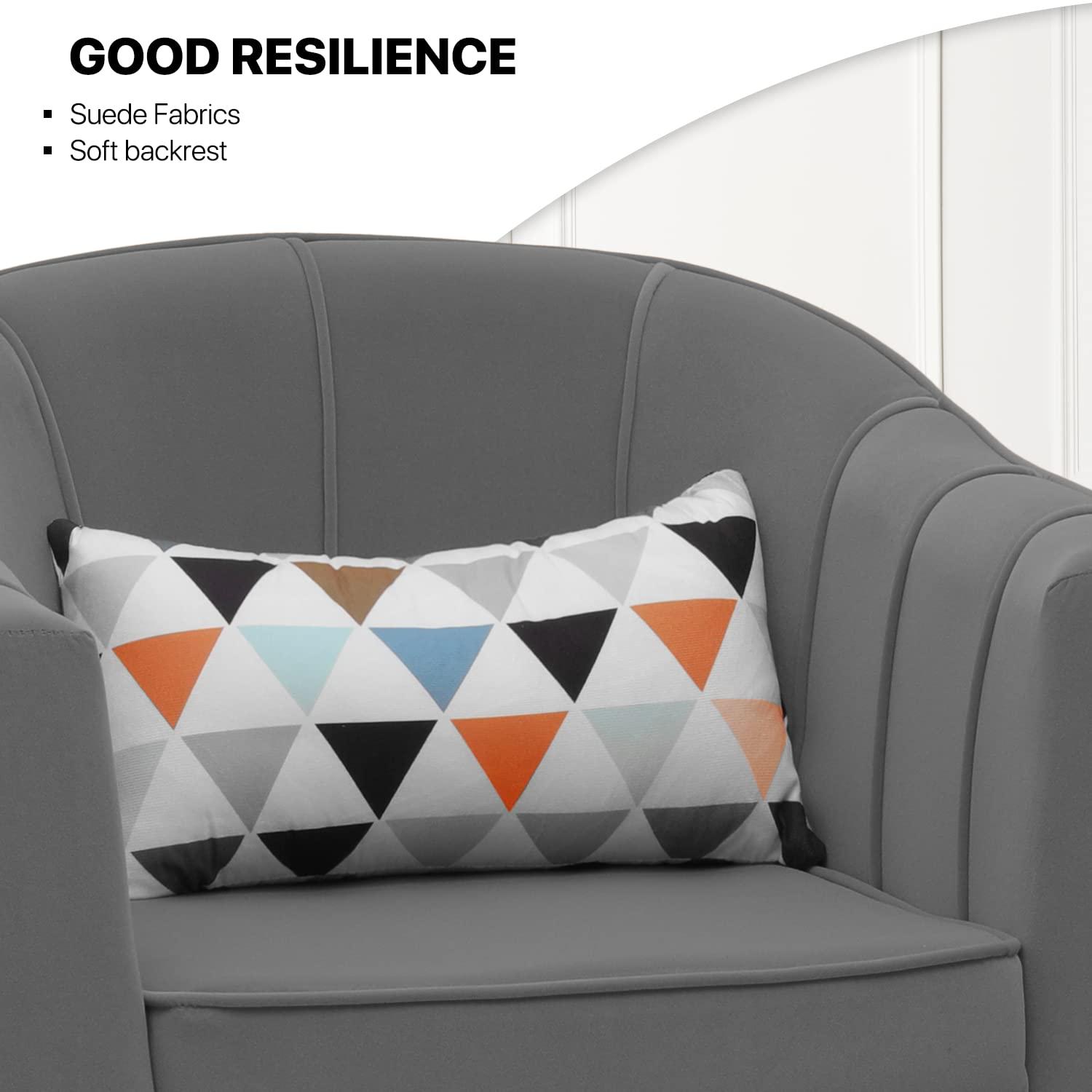 MoNiBloom Modern Armchair Chair Reading Chair Barrel Arm Chair with Cushion and Upholstered Seat Comfy Single Sofa Accent Chair for Living Room Bedroom, Grey